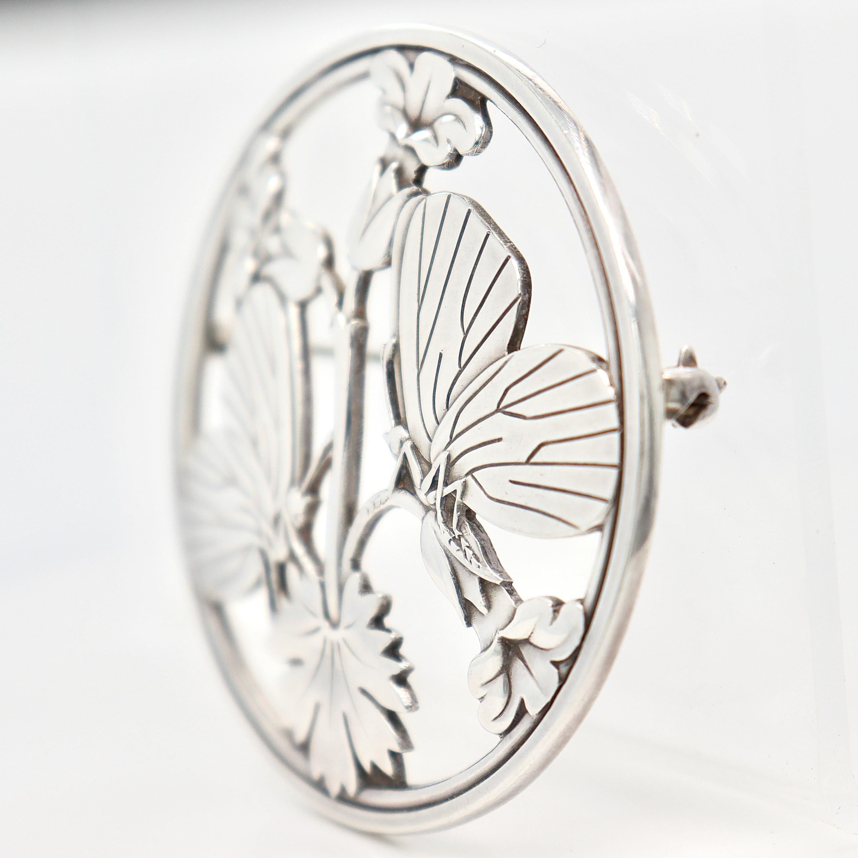 Moderno Spilla antica Georg Jensen 'Moonlight Blossom' di Arno Malinowski
