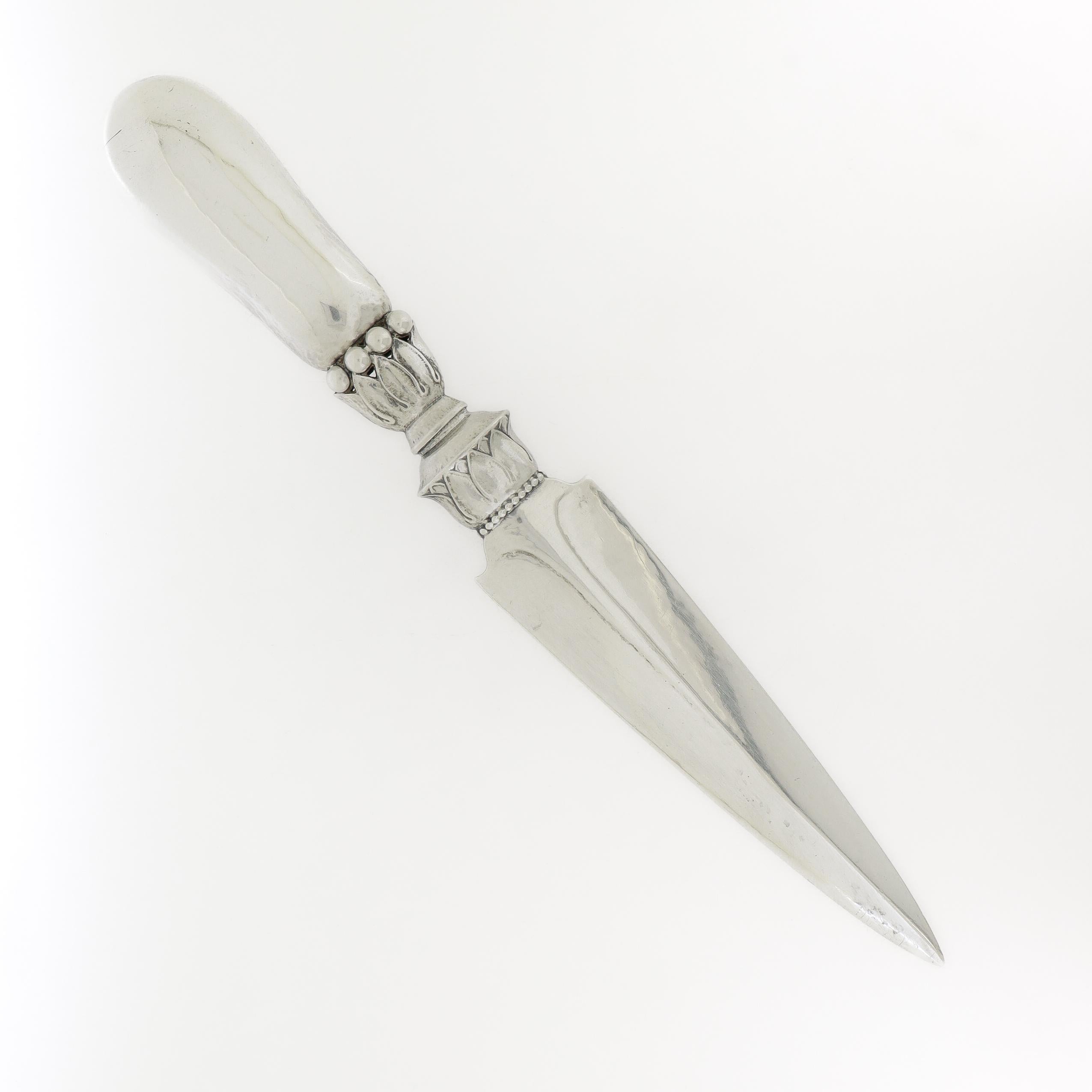 Danish Antique Georg Jensen Ornamental Sterling Silver Letter Opener No. 121 For Sale