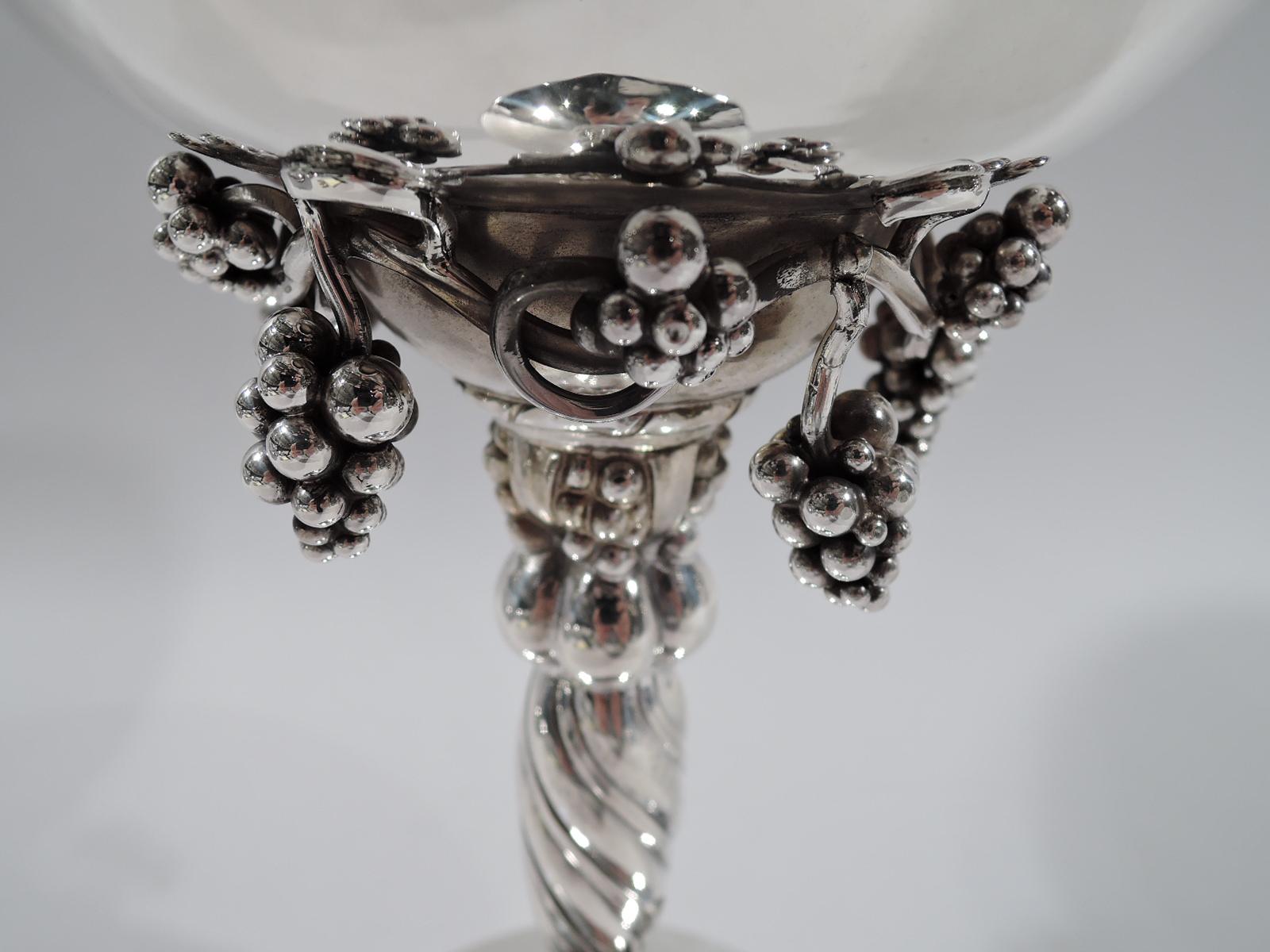 Danish Antique Georg Jensen Sterling Silver Grape Compote with Early Marks