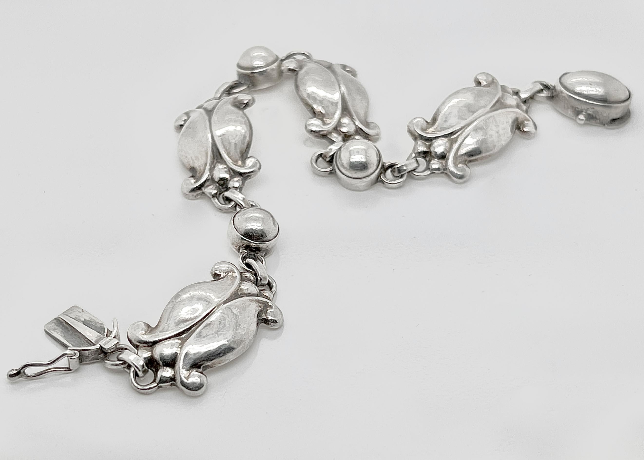 Antique Georg Jensen Sterling Silver 'Moonlight Blossom' Bracelet 2