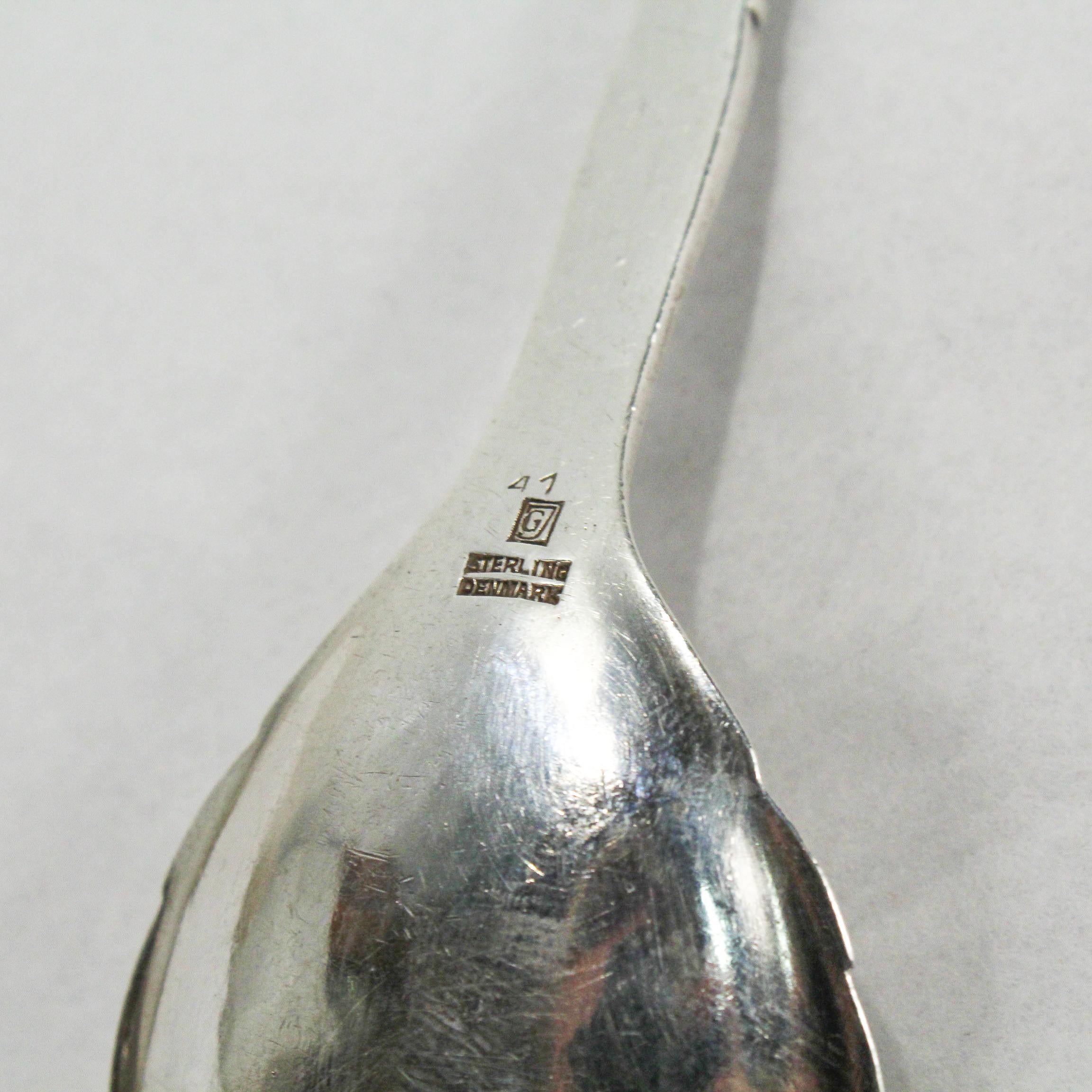 Women's or Men's Antique Georg Jensen Sterling Silver Ornamental 41 Sugar Spoon For Sale