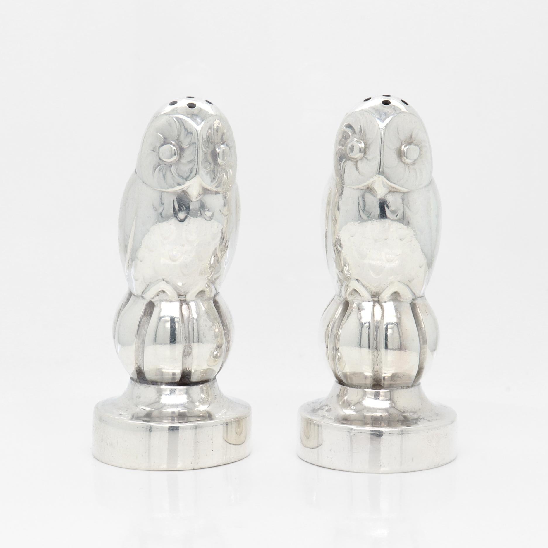 Anciennes salières et poivrières en argent Georg Jensen modèle 36A Unisexe en vente