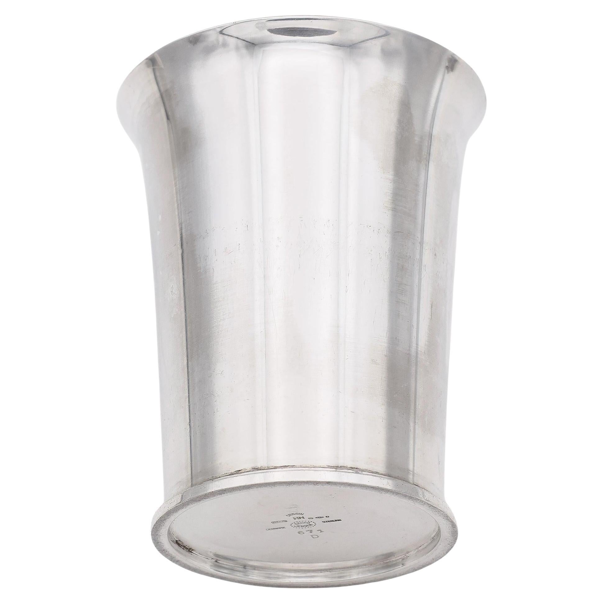 Antique Georg Jensen Sterling Silver Pyramid Vase #671-D Harald Nielsen For Sale