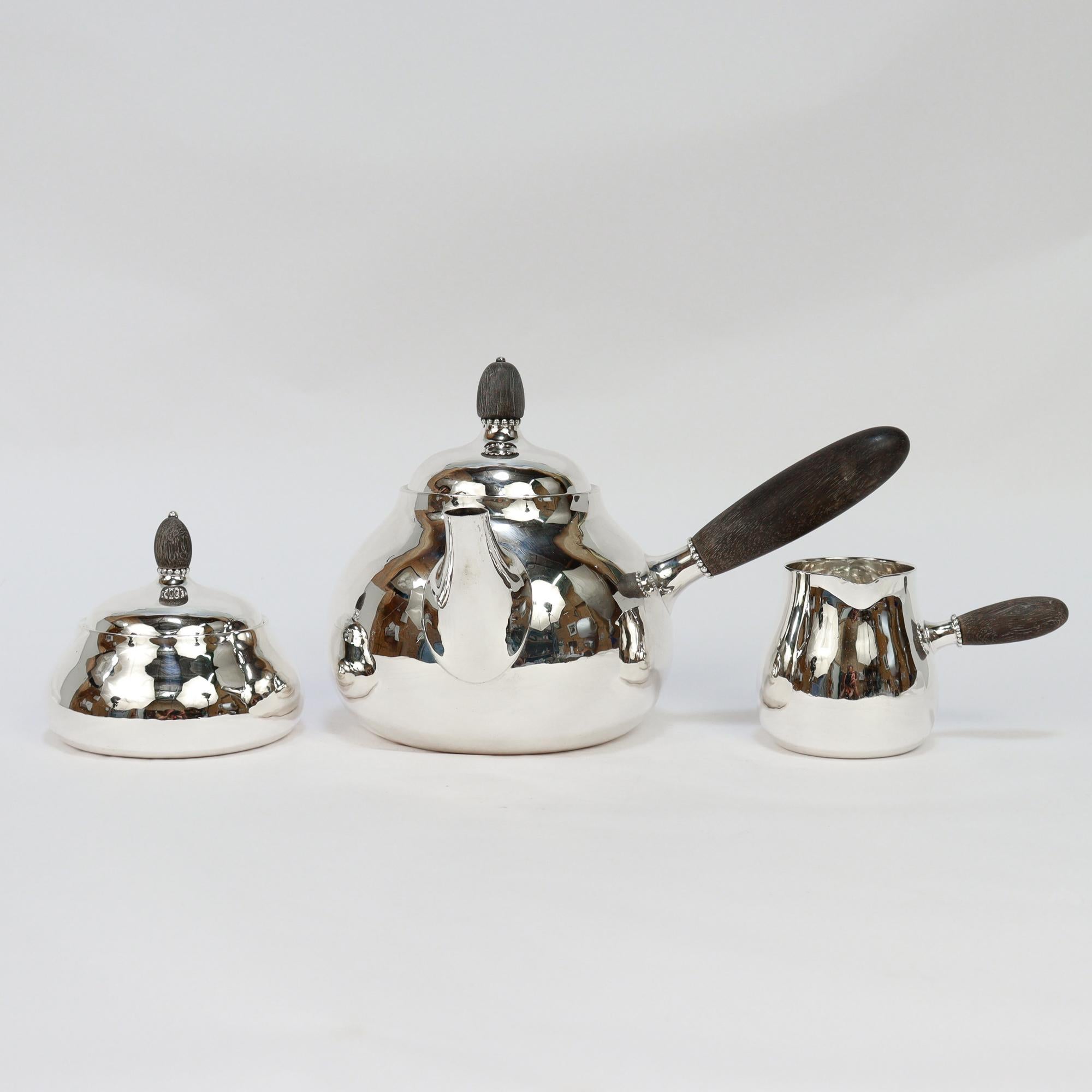 Antikes Georg Jensen Sterling Silber Teeservice Nr. 80A (Skandinavische Moderne) im Angebot