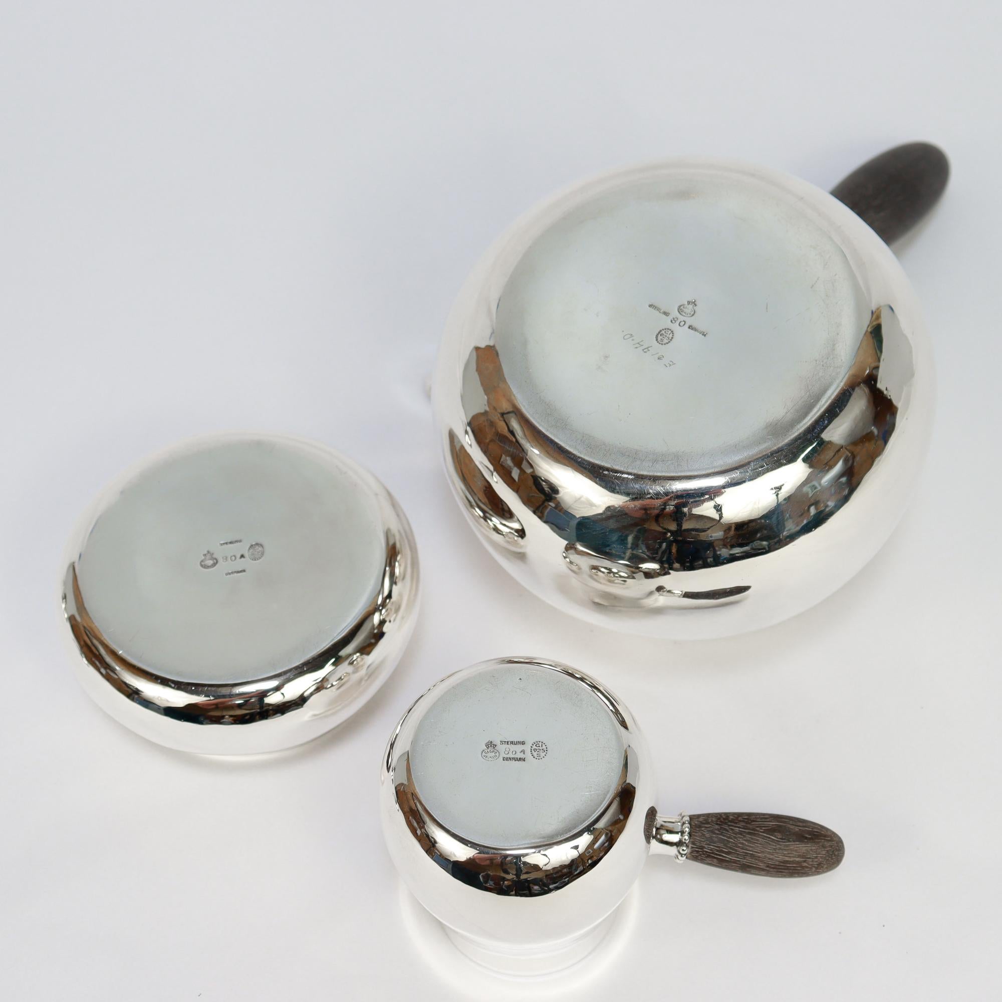 Antikes Georg Jensen Sterling Silber Teeservice Nr. 80A im Angebot 2