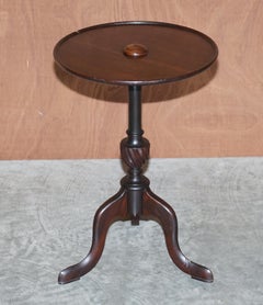 Antique Georgain / Victorian Stamped Hardwood Tripod Lamp Side End Wine Table