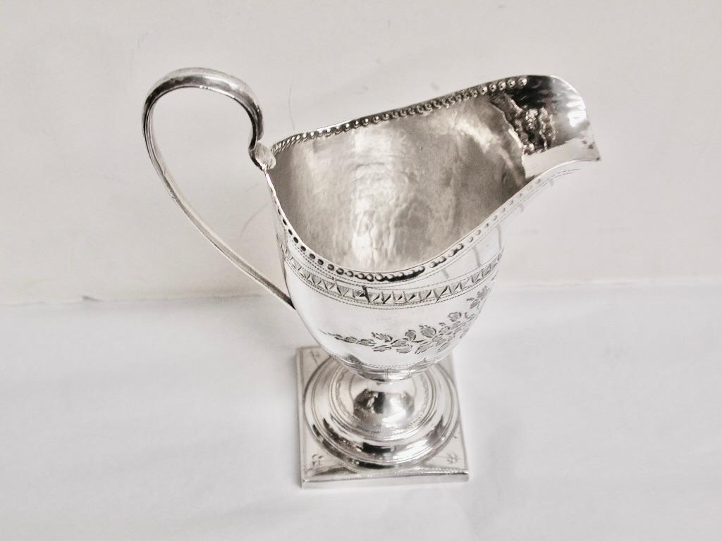 George III Antique George 111 Silver Bright Cut Helmet Cream Jug Dated 1796 Solomon Hougham en vente