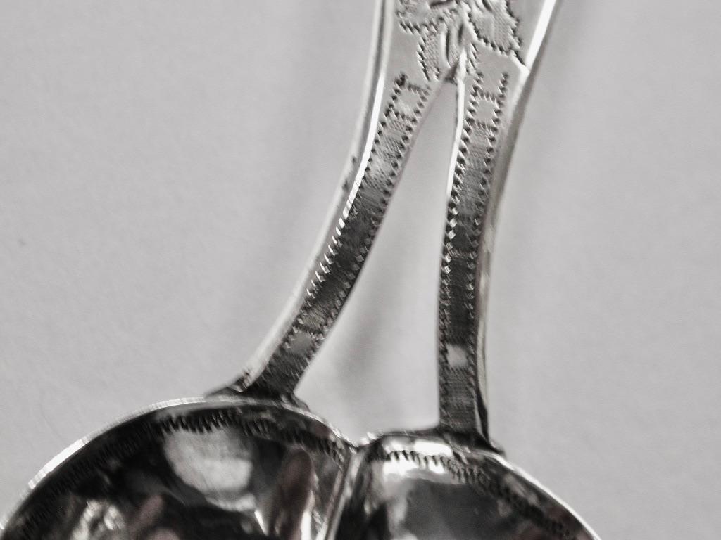 Sterling Silver Antique George 111 Silver Bright Cut Tea Caddy Spoon, John Linwood, 1808