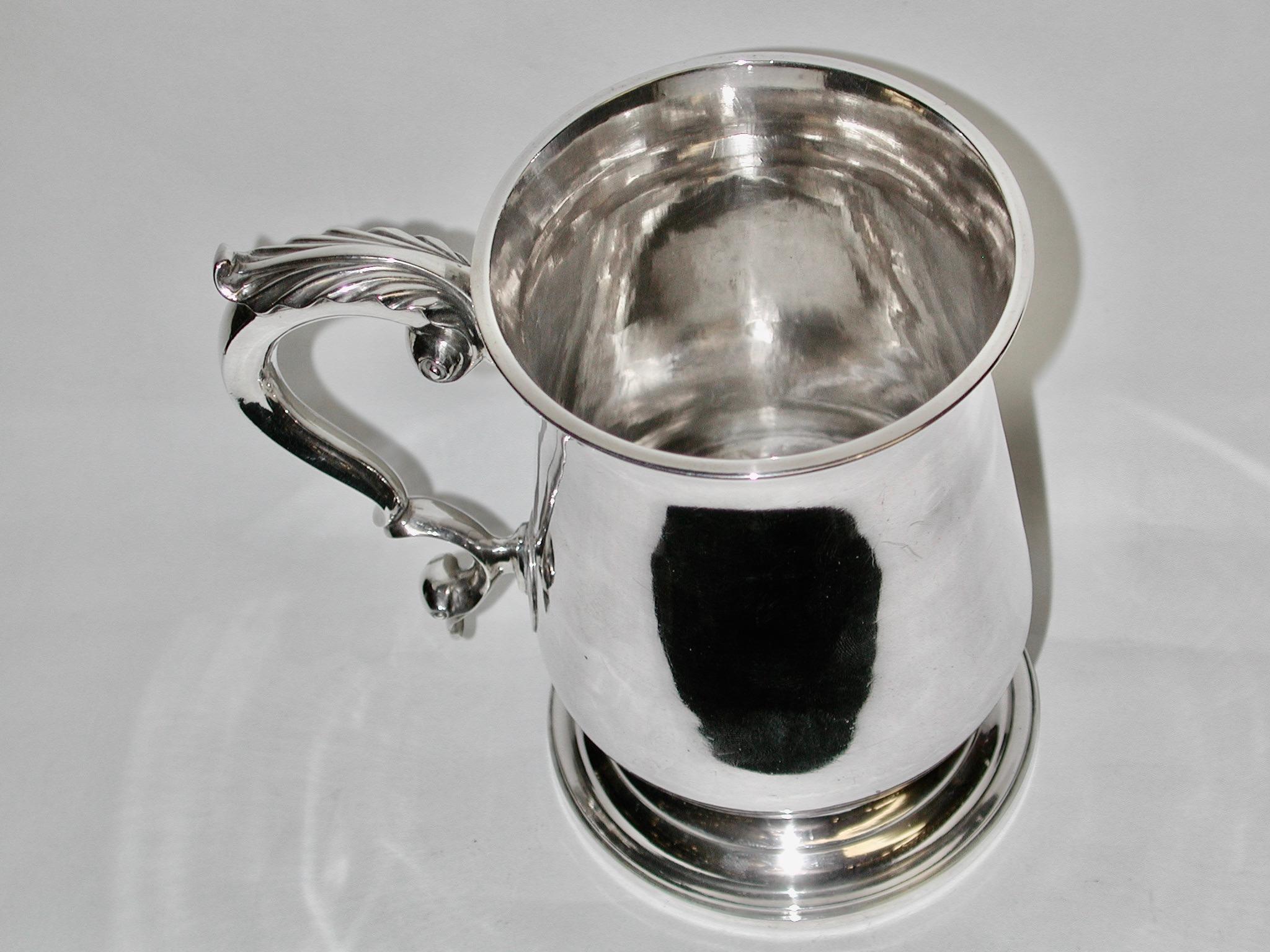 English Antique George 111 Silver Pint Tankard Dated 1780 John Sidaway London