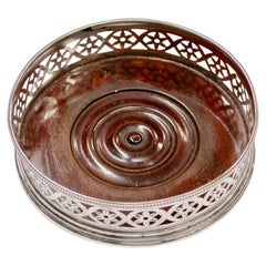 Antiguo posavasos de plata George 111 Fechado en 1788 Londres Robert Hennell 11