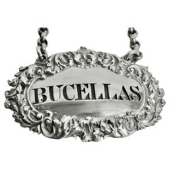 Antique George 1V Silver Bucellas Wine Label Dated 1828 London Charles Rawlings