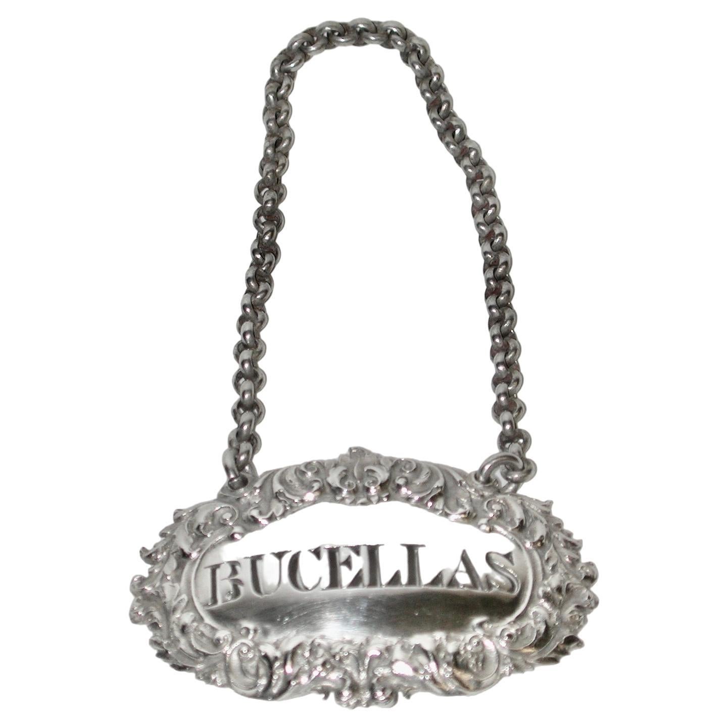 Antigua etiqueta de vino de plata George 1V fechada en 1828 Londres Charles Rawlings