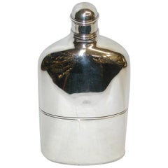 Antique George 1V Silver Flask with Detachable Drinking Cup, 1820