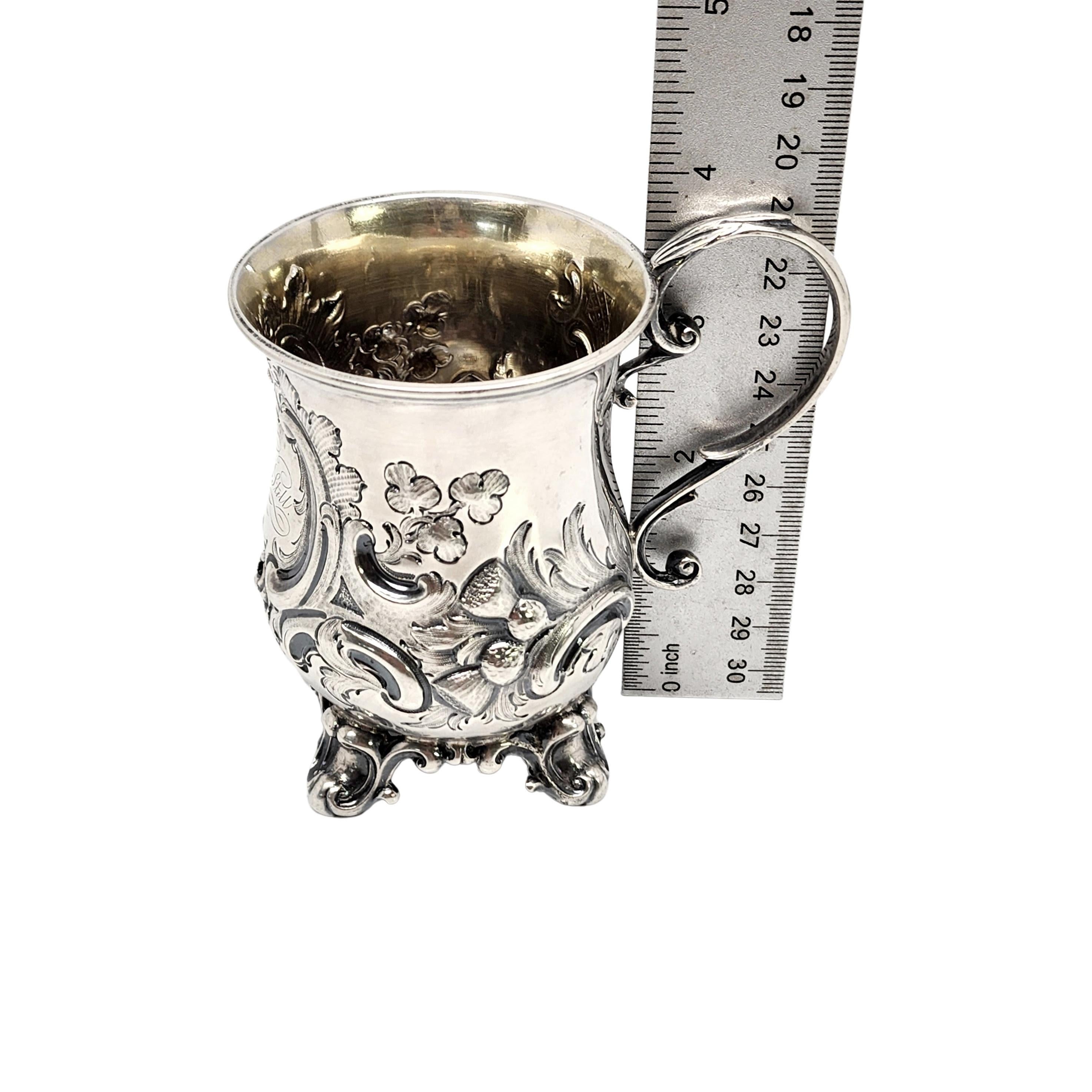 Antique George Angell London England Sterling Silver Footed Cup with Monogram For Sale 7