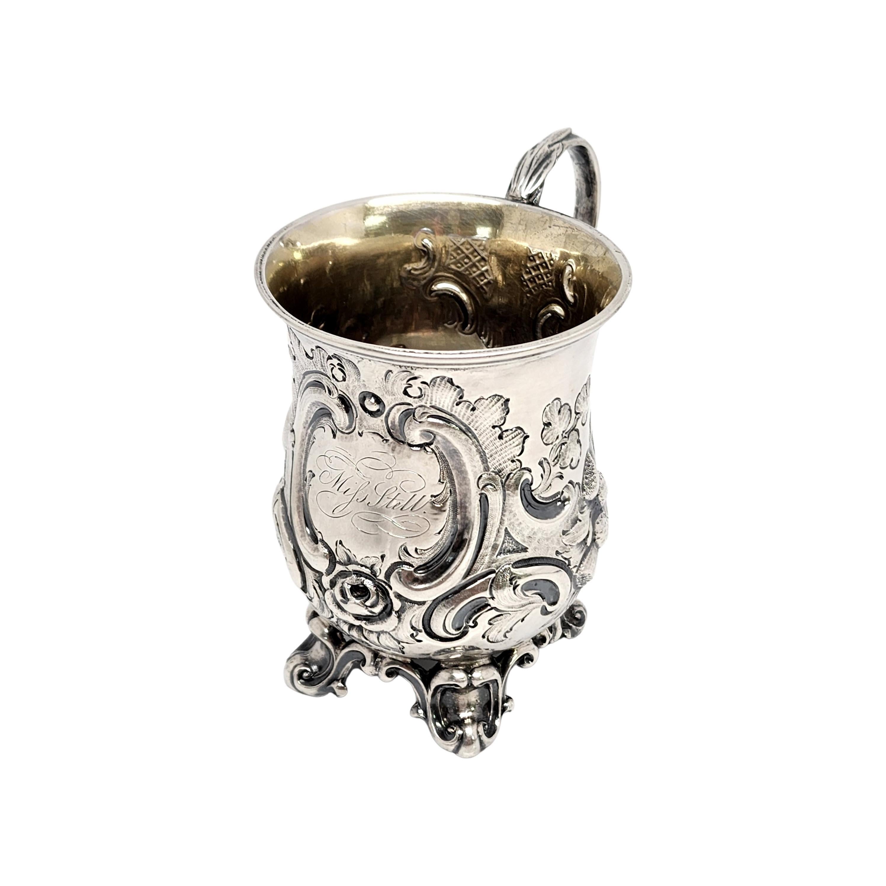 Antique George Angell London England Sterling Silver Footed Cup with Monogram In Good Condition For Sale In Washington Depot, CT