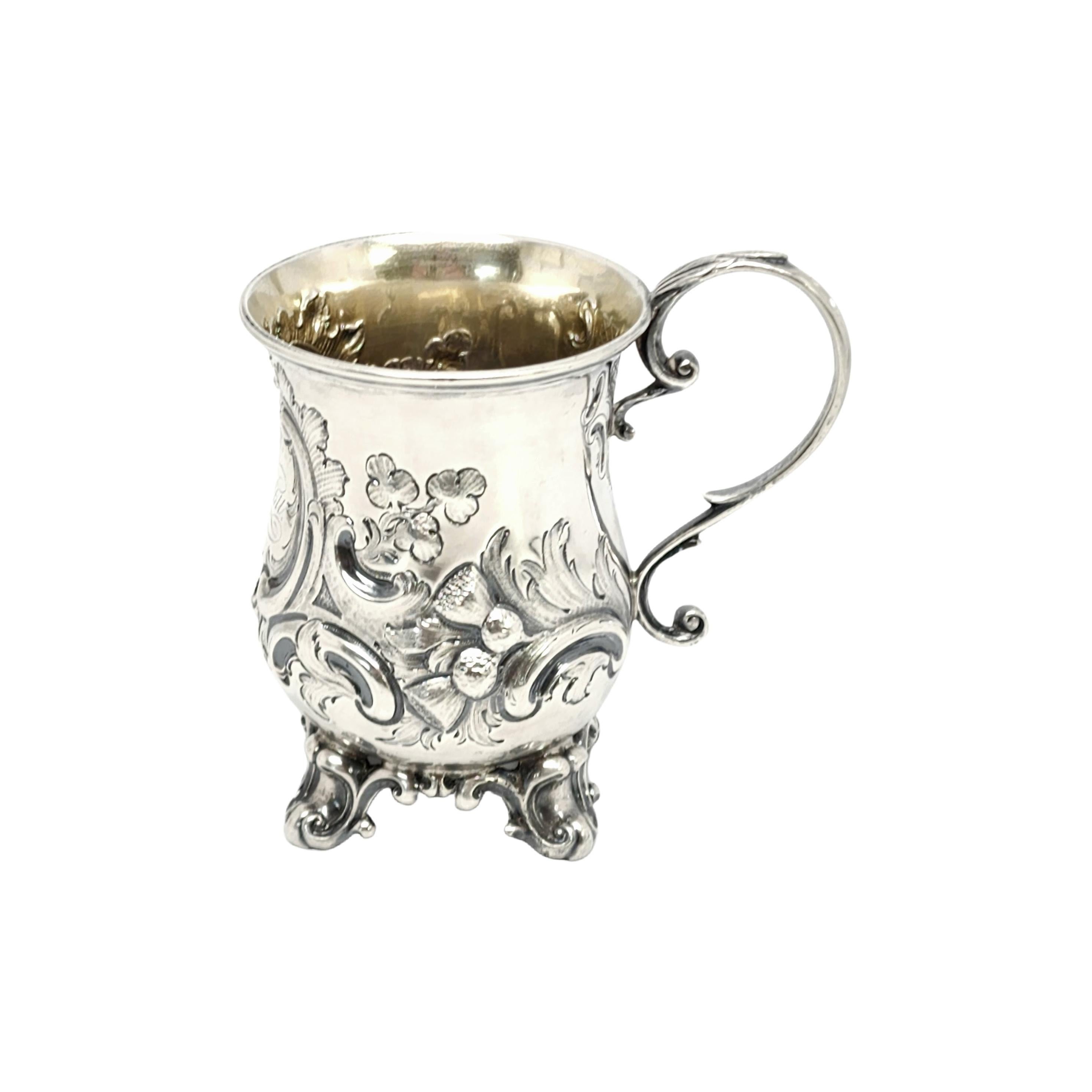 Antike George Angell London, England, Sterlingsilber-Tasse mit Fuß und Monogramm im Angebot 2