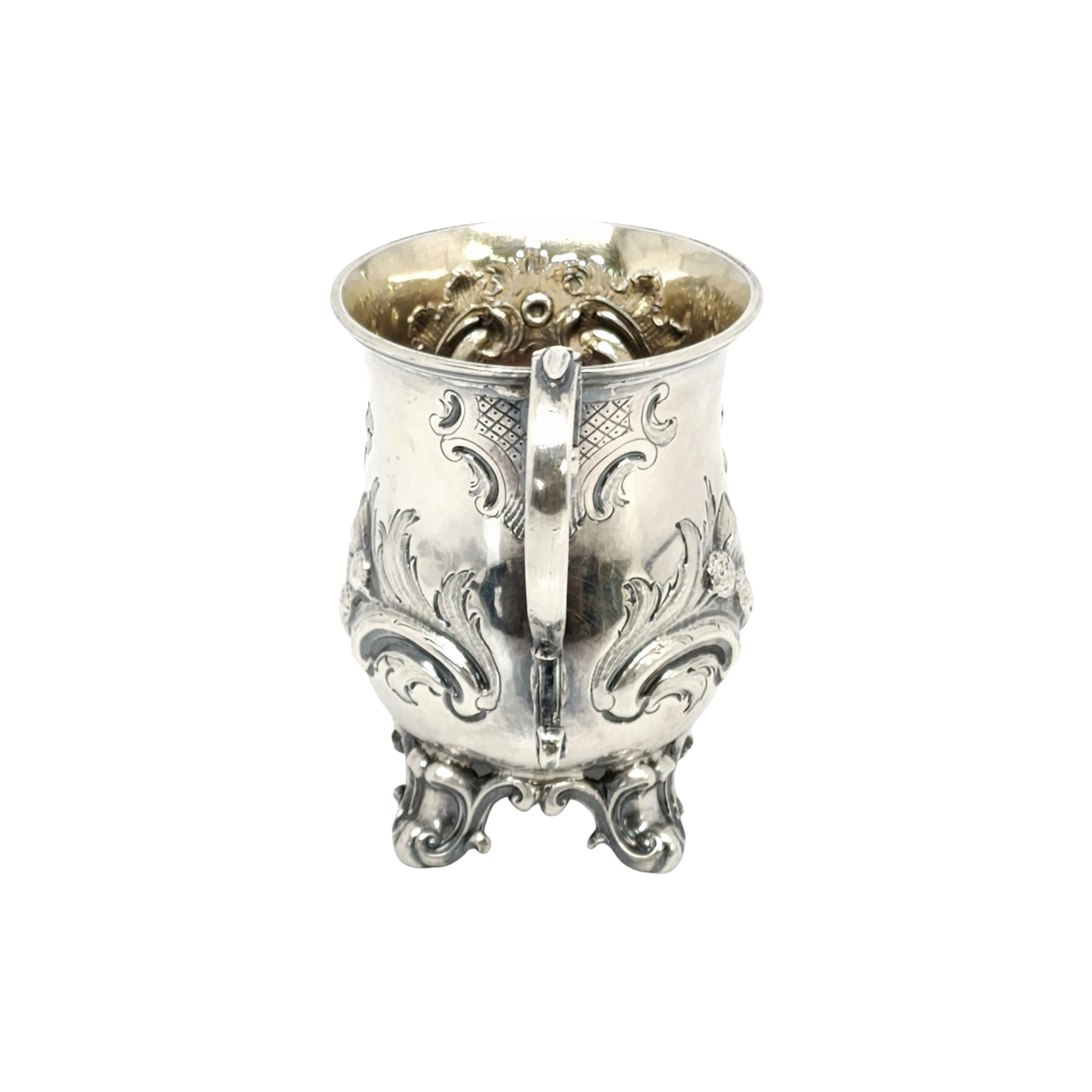 Antique George Angell London England Sterling Silver Footed Cup with Monogram For Sale 2