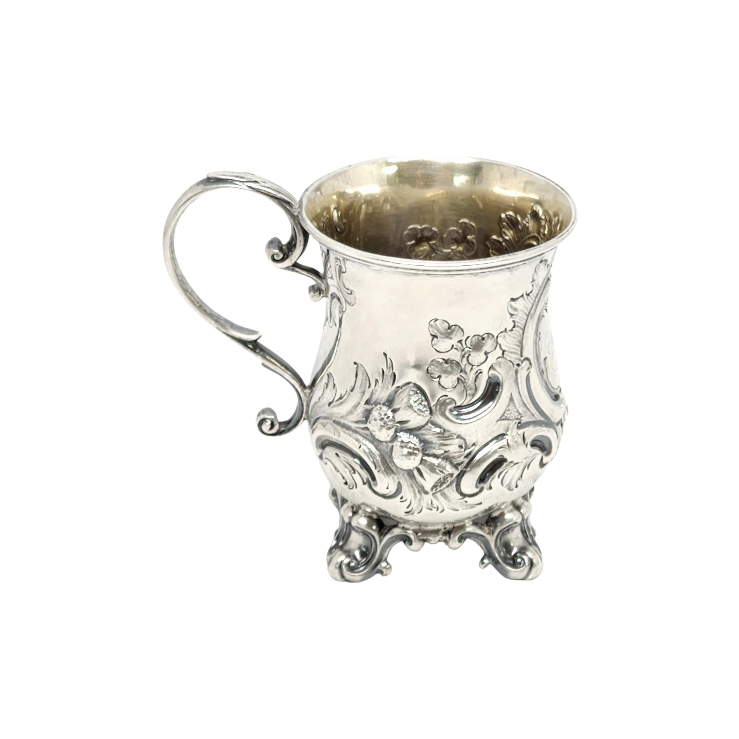 Antique George Angell London England Sterling Silver Footed Cup with Monogram For Sale 3