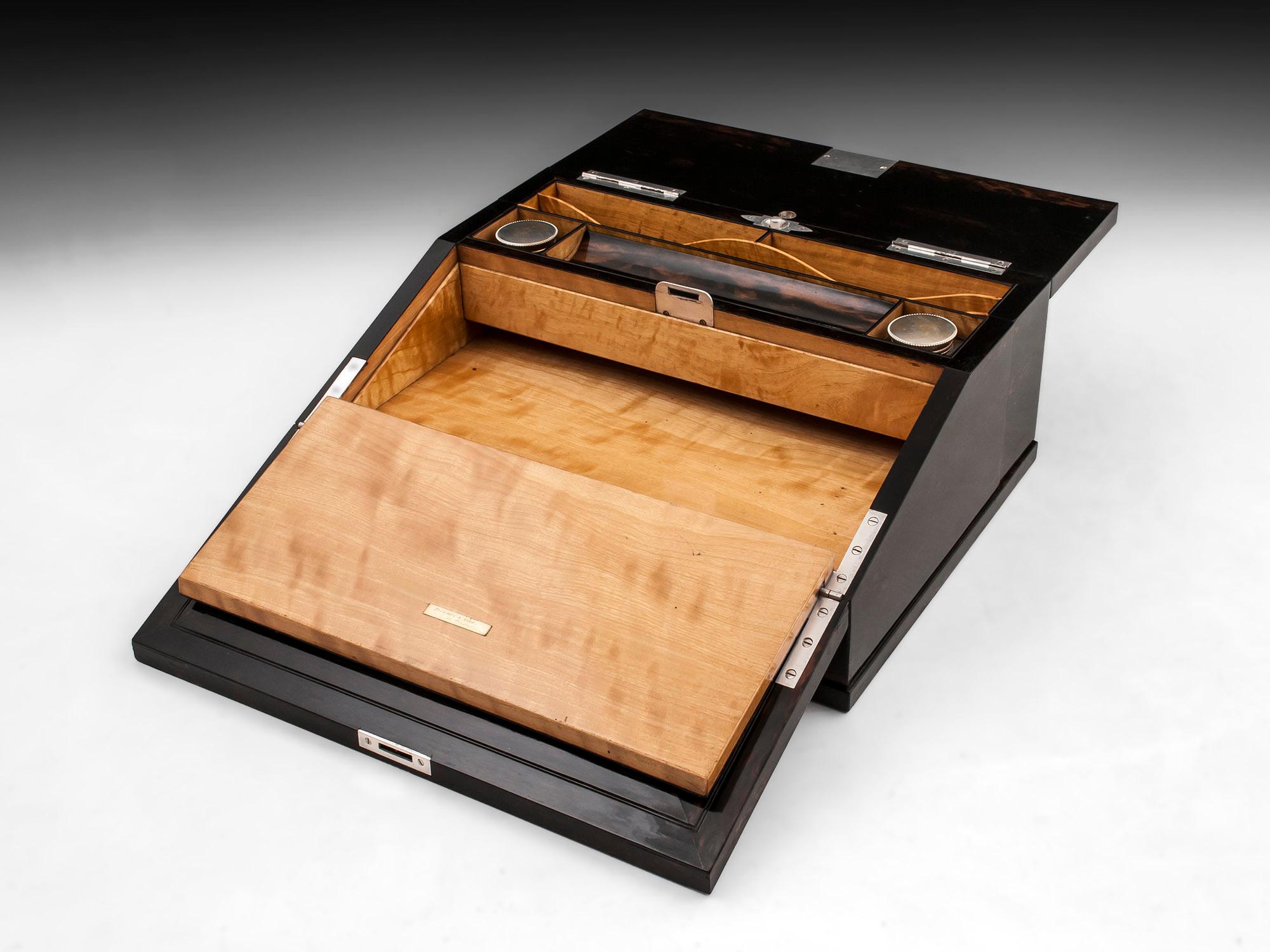 Antique George Betjemann Coromandel Satinwood Silver Writing Box, 19th Century 8