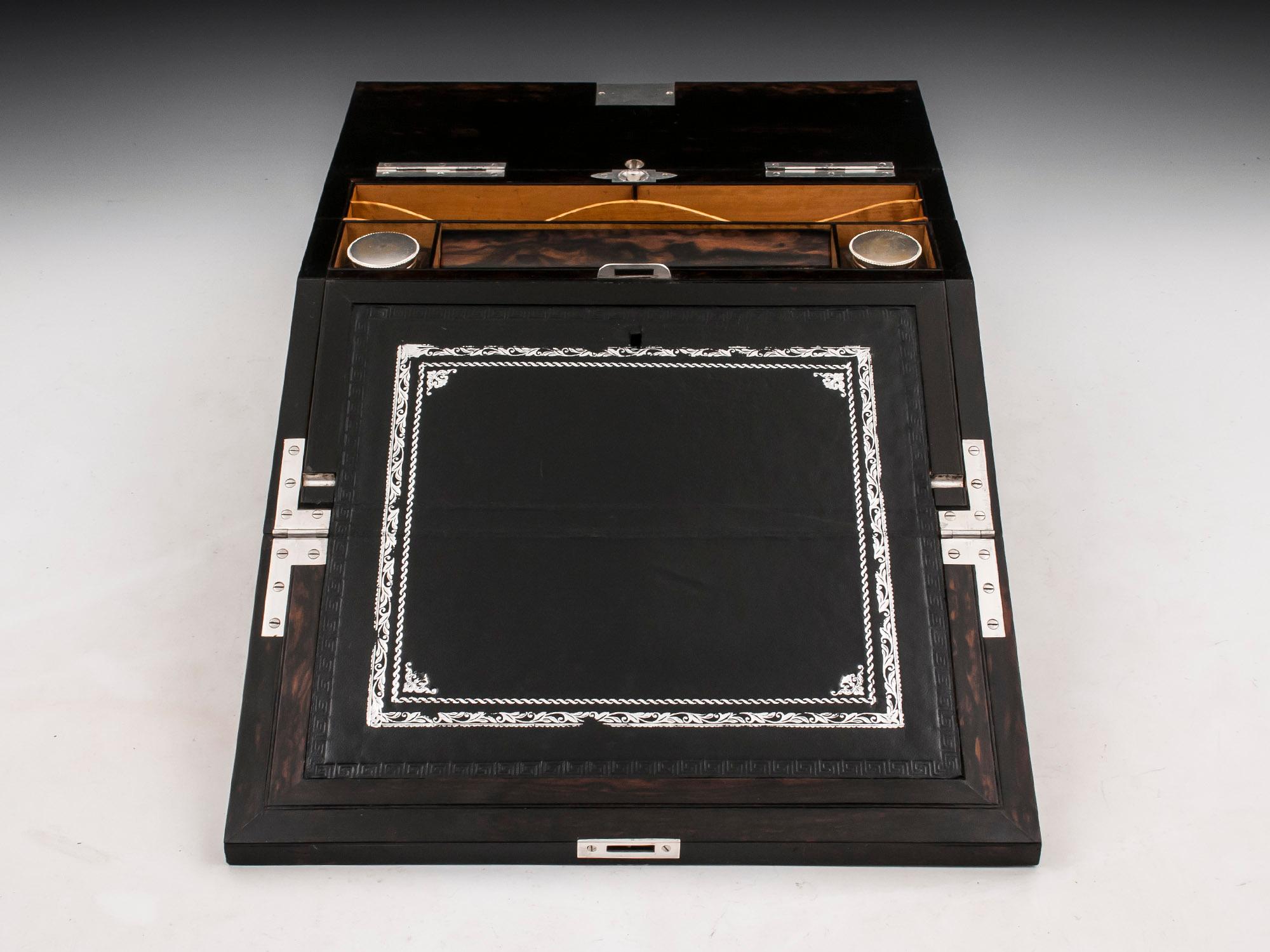 Antique George Betjemann Coromandel Satinwood Silver Writing Box, 19th Century 1
