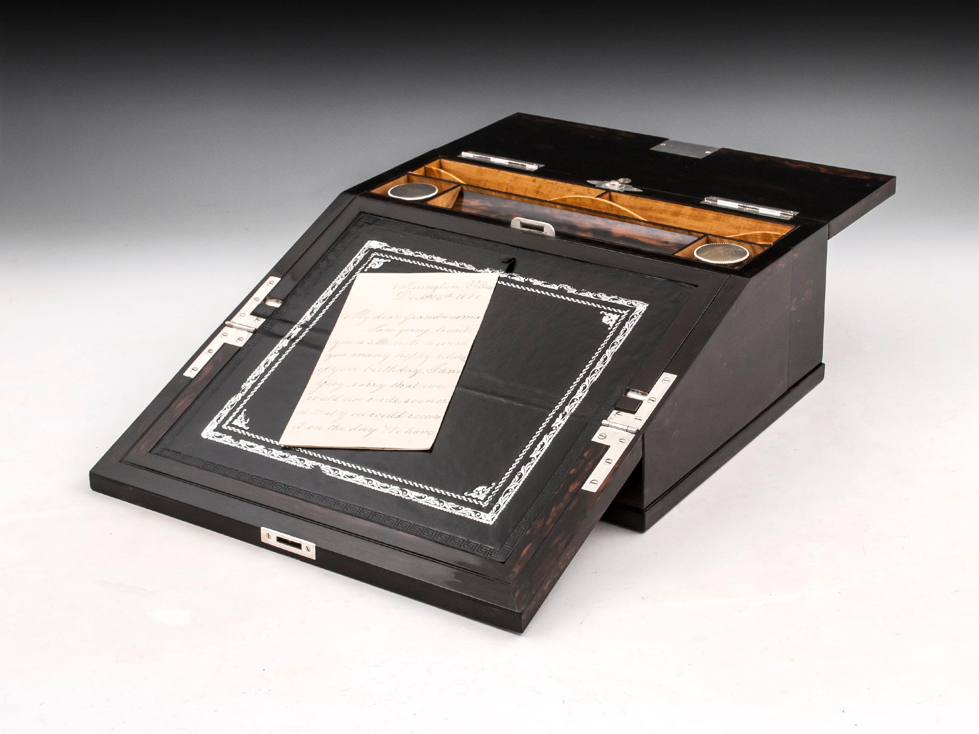 Antique George Betjemann Coromandel Satinwood Silver Writing Box, 19th Century 2