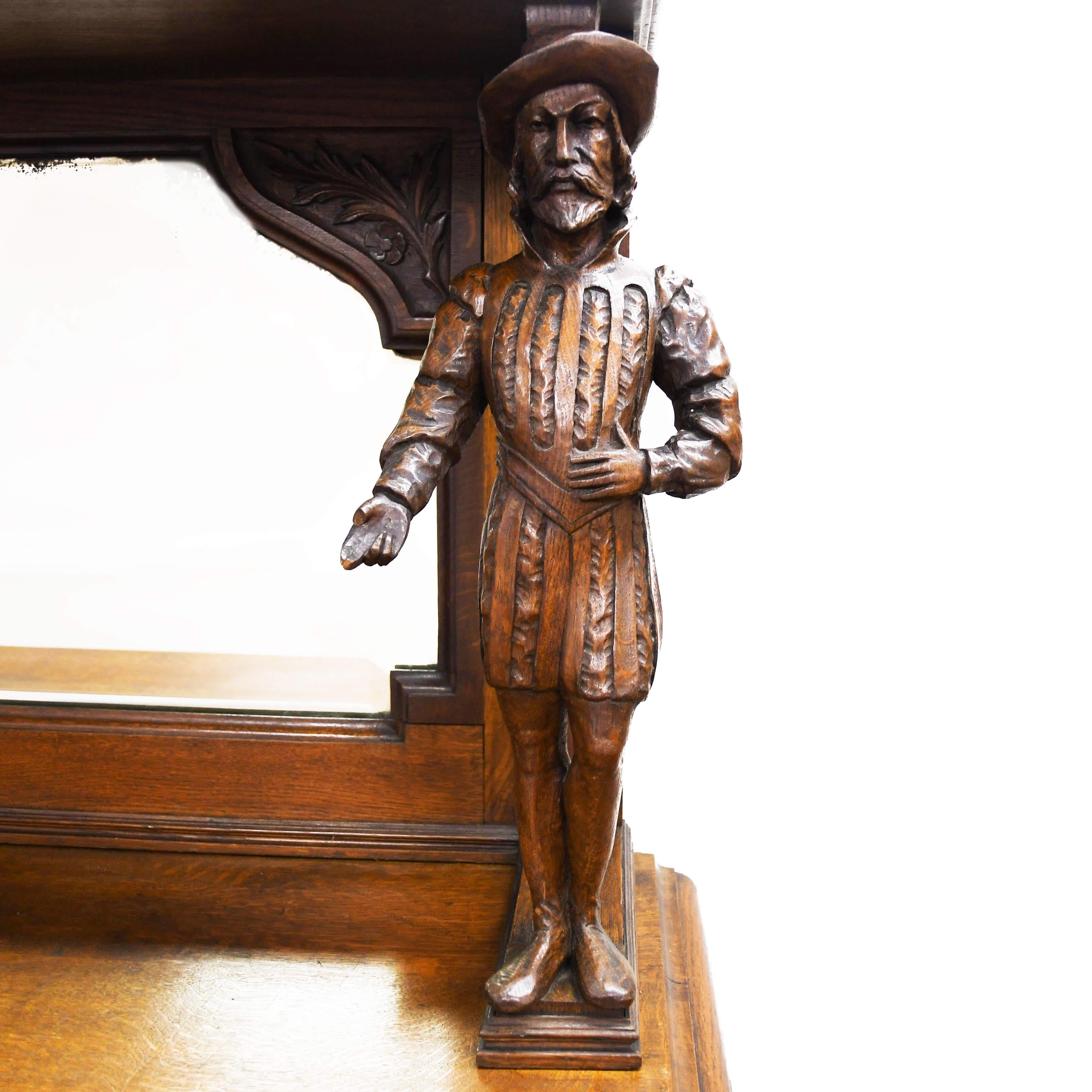 Antiguo George Fleet and Co. Armario Servidor Buffet de Roble Tallado a Mano siglo XIX en venta