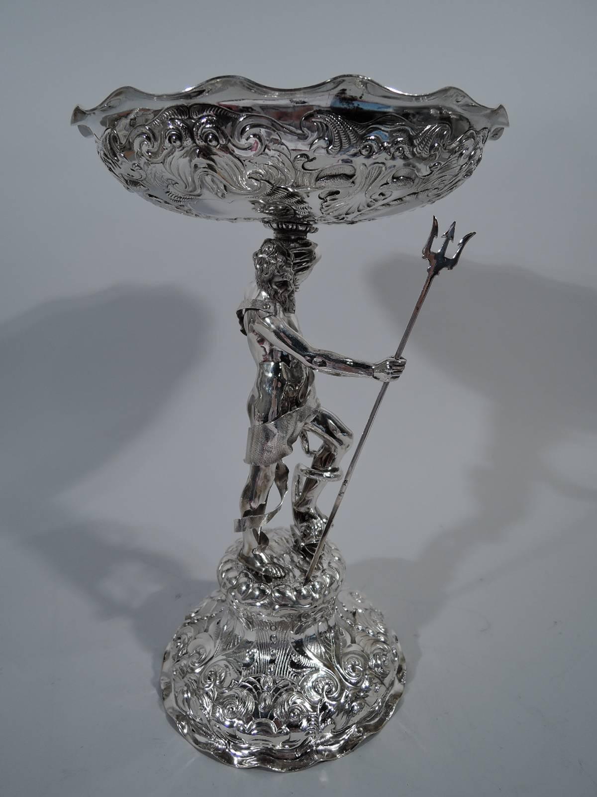 Victorian Antique George Fox Sterling Silver Neptune Centerpiece Compotes 