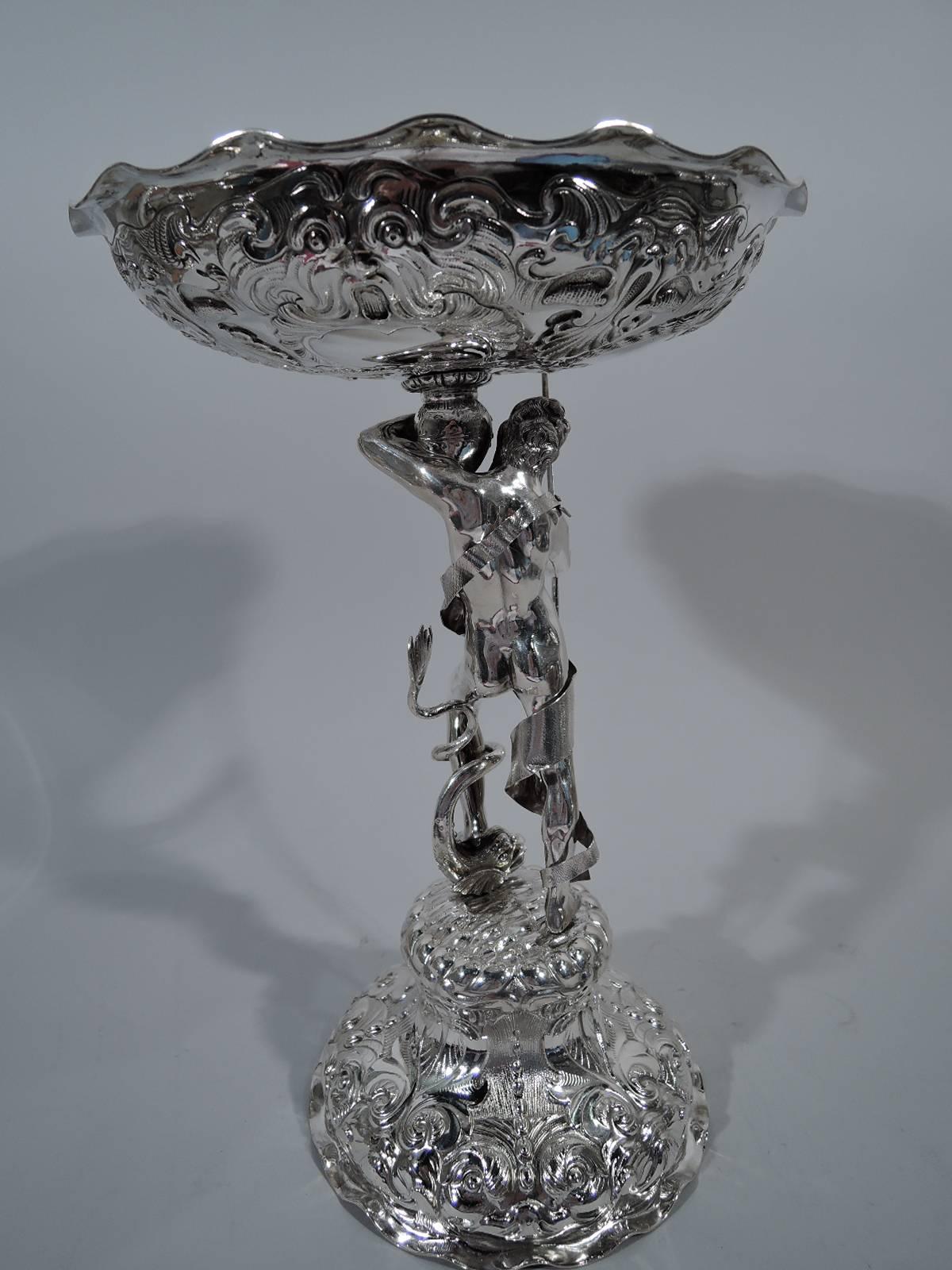 English Antique George Fox Sterling Silver Neptune Centerpiece Compotes 
