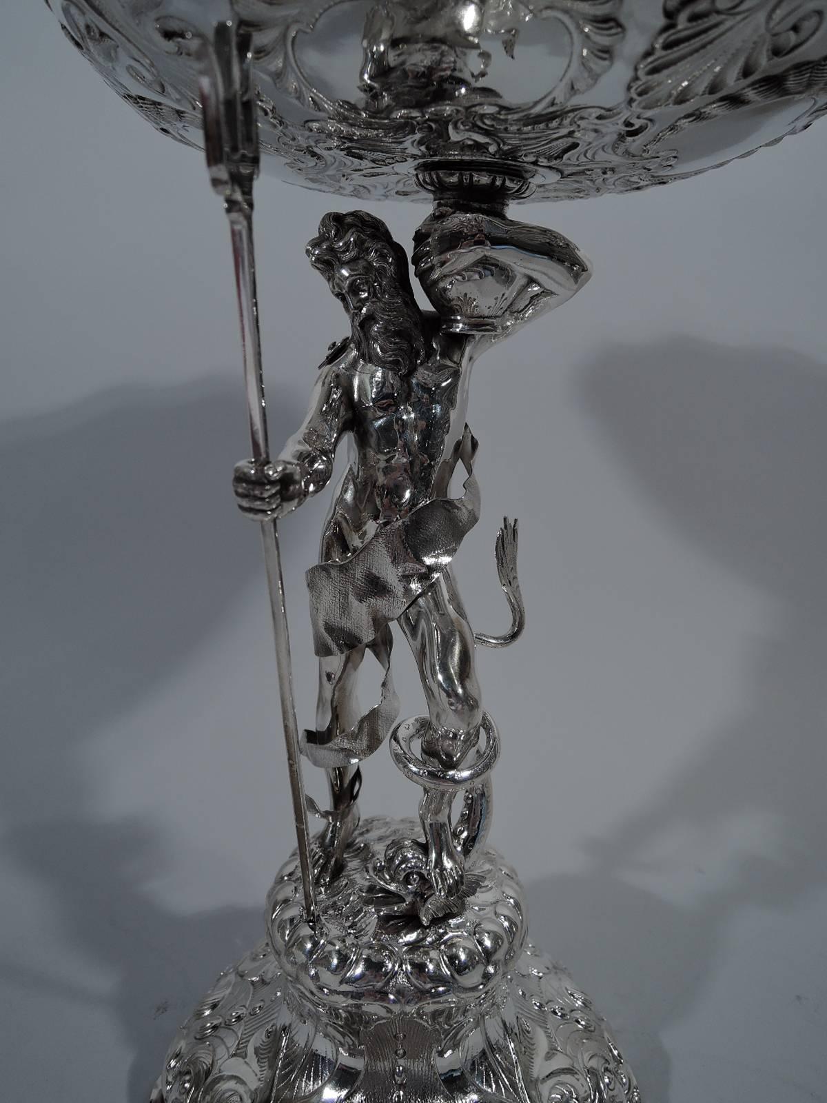 Mid-19th Century Antique George Fox Sterling Silver Neptune Centerpiece Compotes 