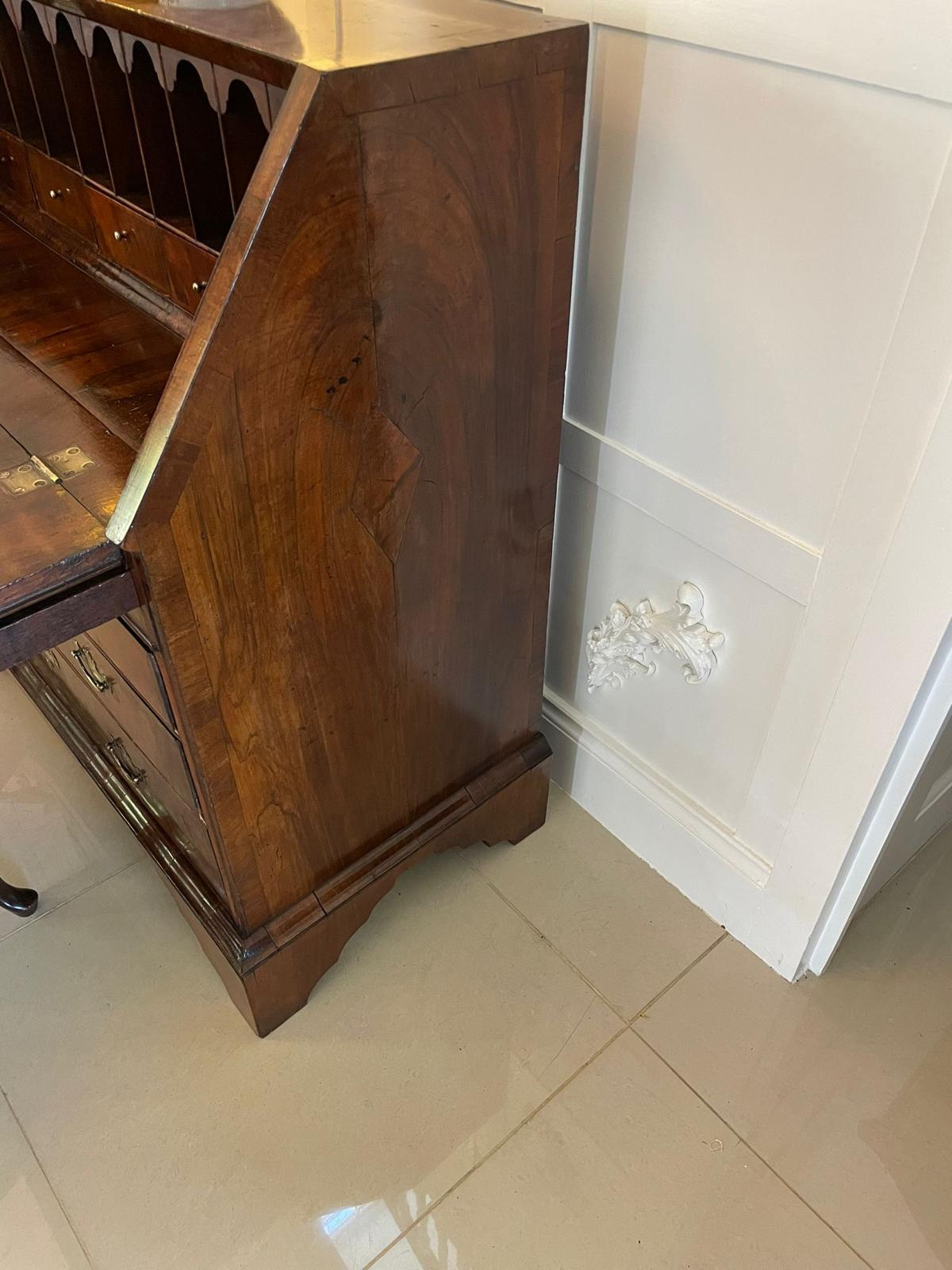 Antique George I Quality Figured Walnut Bureau For Sale 3