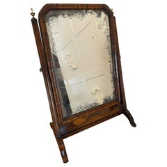 Antique George I Quality Figured Walnut Dressing Table Mirror