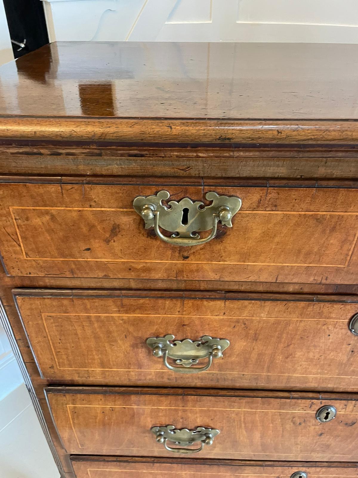 18th Century and Earlier Antique George I Quality Figured Walnut Two Part Chest of Five Drawers  For Sale