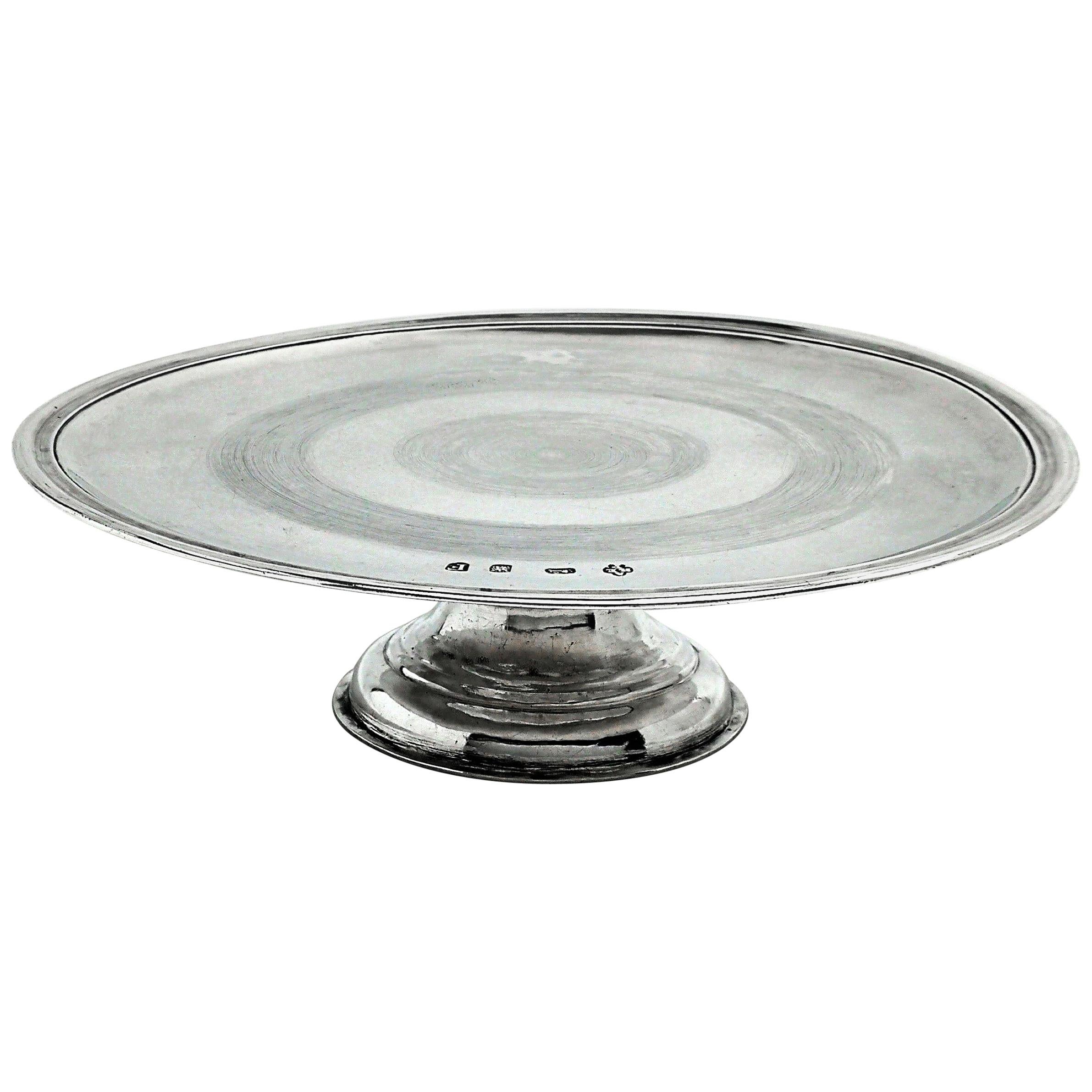 Antique George I Sterling Silver Tazza / Plate 1721 Early Georgian, 18th Century For Sale