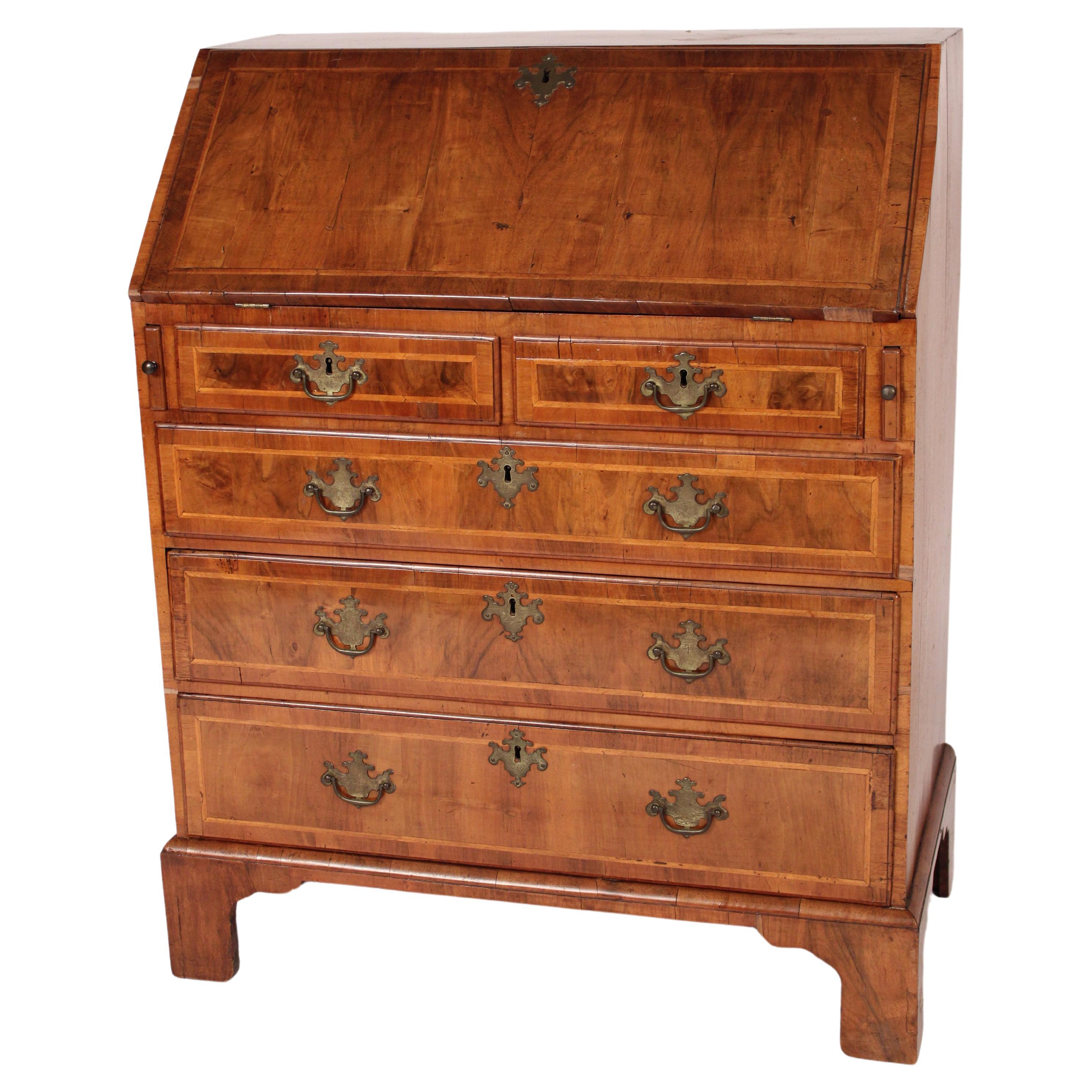 Antique George I Style Walnut Slant Top Desk