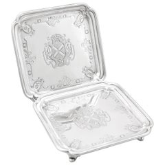 Antico piatto d'argento George II Britannia Standard di Paul de Lamerie