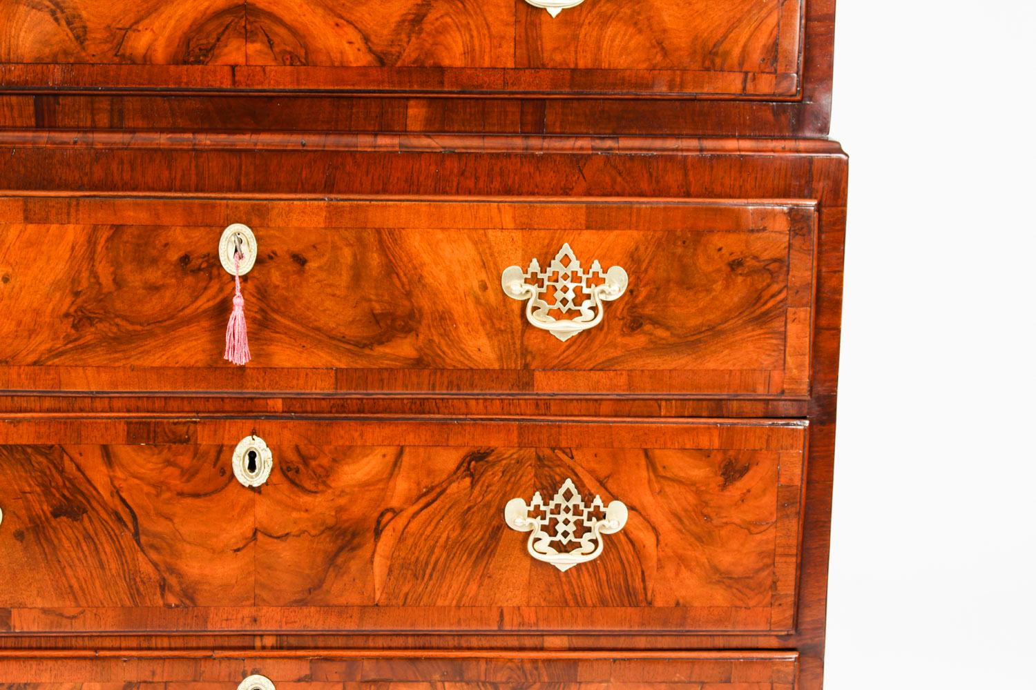 Antique George II Burr Walnut & Crossbanded Chest on Chest, 18th C 3