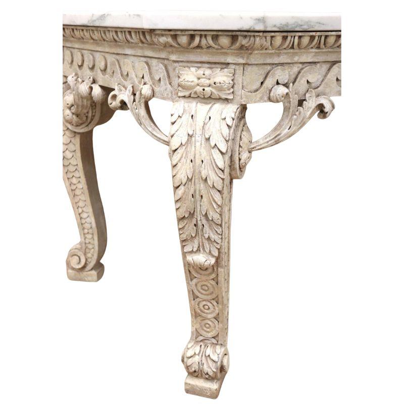 Antique George II Carved Marble Top Console Table For Sale 1