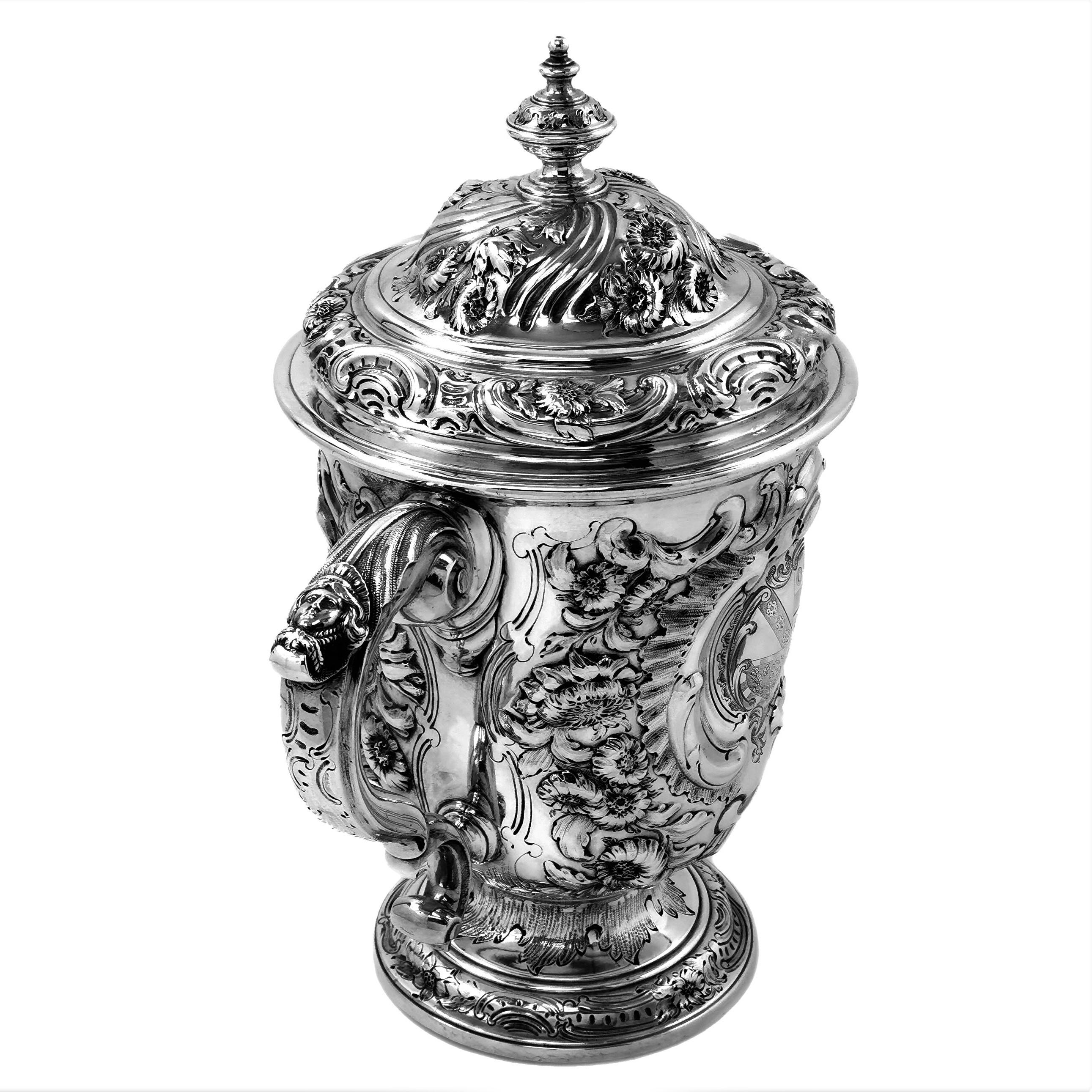 Antique George II Chased Lidded Cup & Cover / Lidded Trophy, 1749 In Good Condition For Sale In London, GB