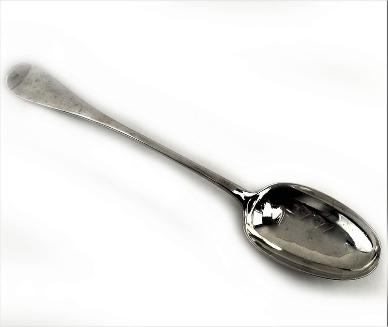 English Antique George II Georgian Silver Basting Spoon / Hash / Serving London c. 1745 For Sale