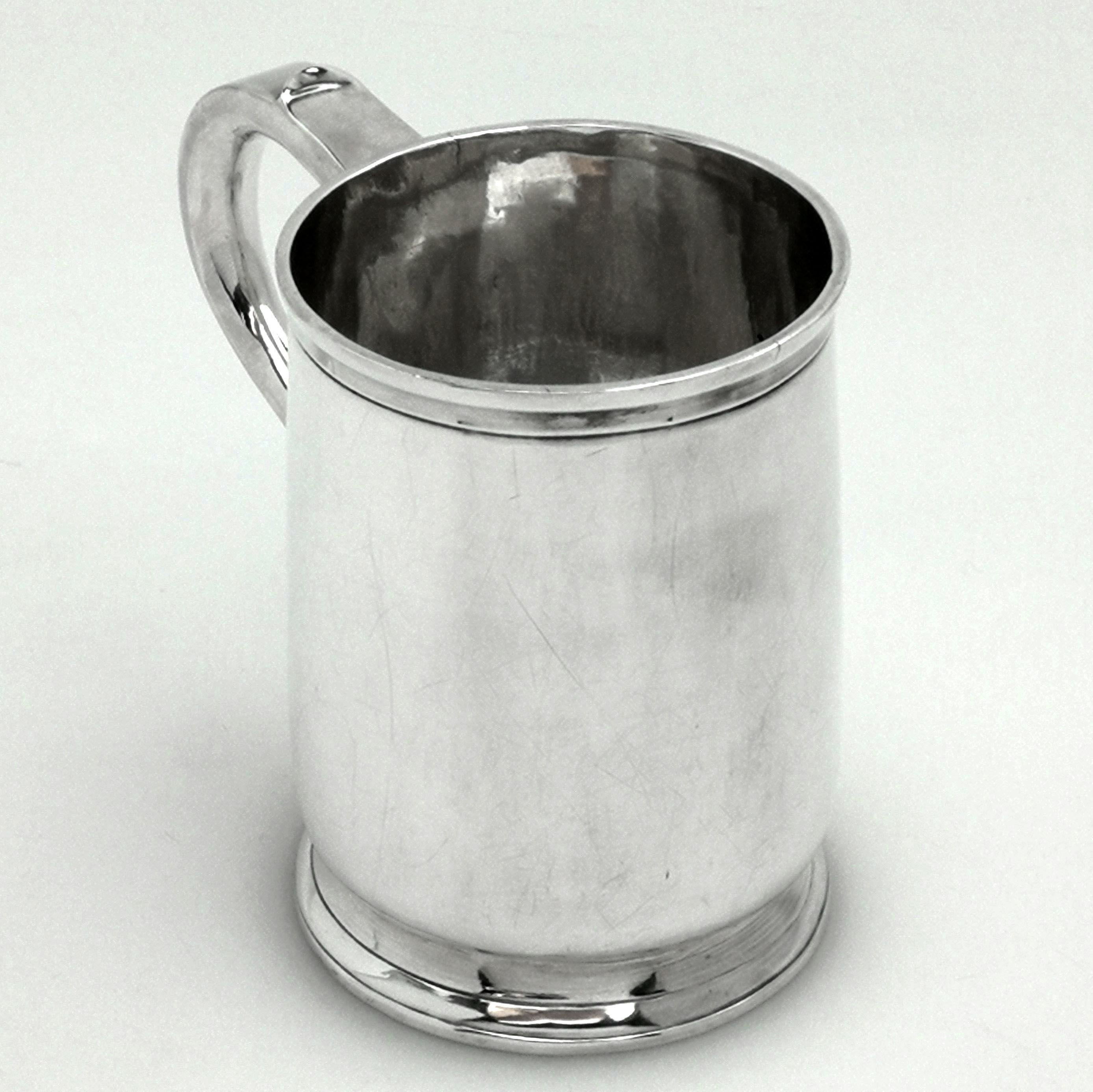 English Antique George II Georgian Silver Christening Mug, 1729