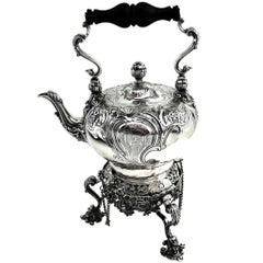 Antiker georgianischer Silberkessel auf Stand London 1745 Teekanne George II