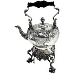 Antique George II Georgian Silver Kettle on Stand London 1745 Théière