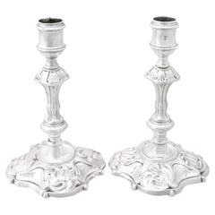 Antique George II Pair of English Sterling Silver Candlesticks