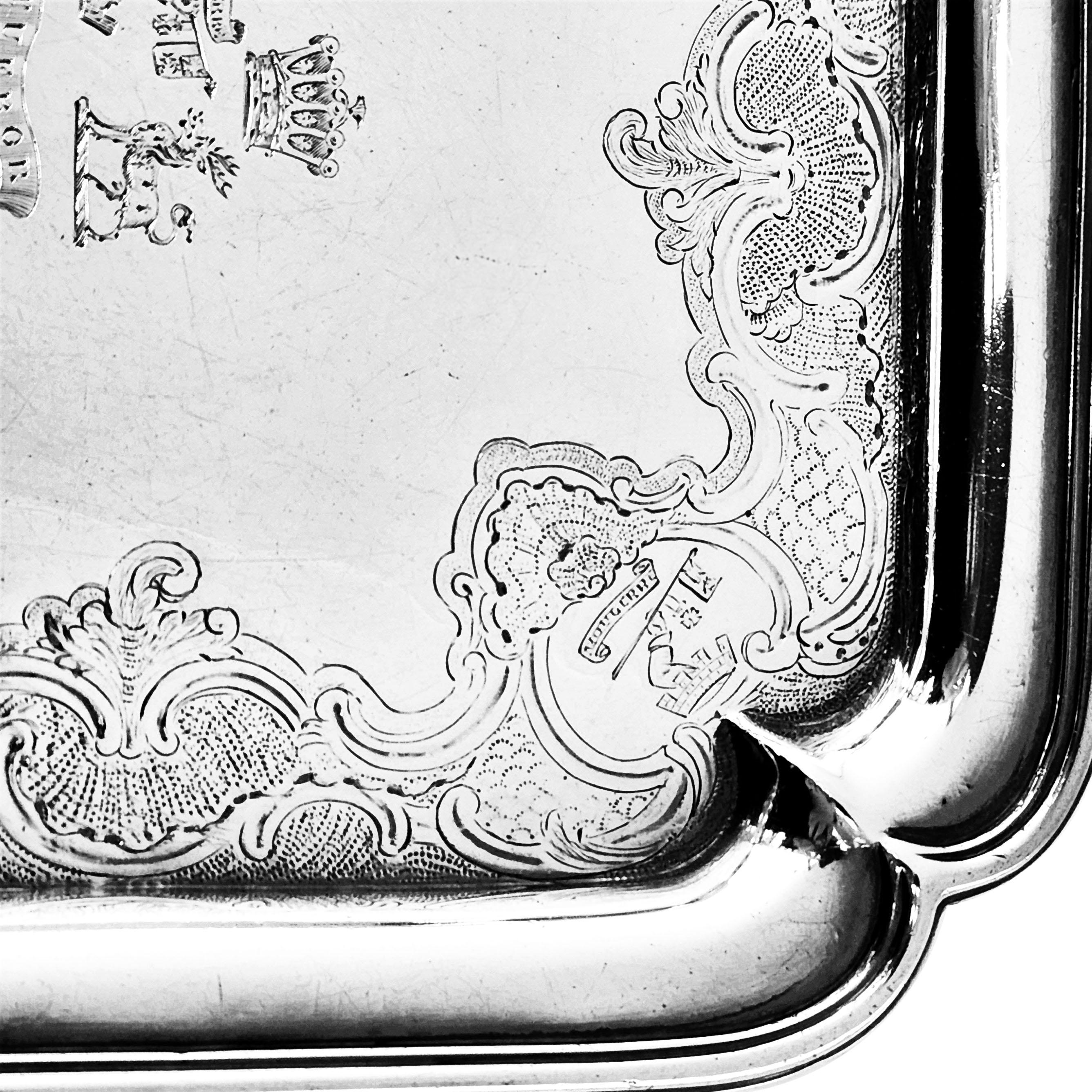 18th Century Antique George II Paul De Lamerie Silver Salver Waiter Card Tray 1738