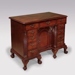 Antique George II Mahogany Kneehole Desk, Mid-18th Century, England