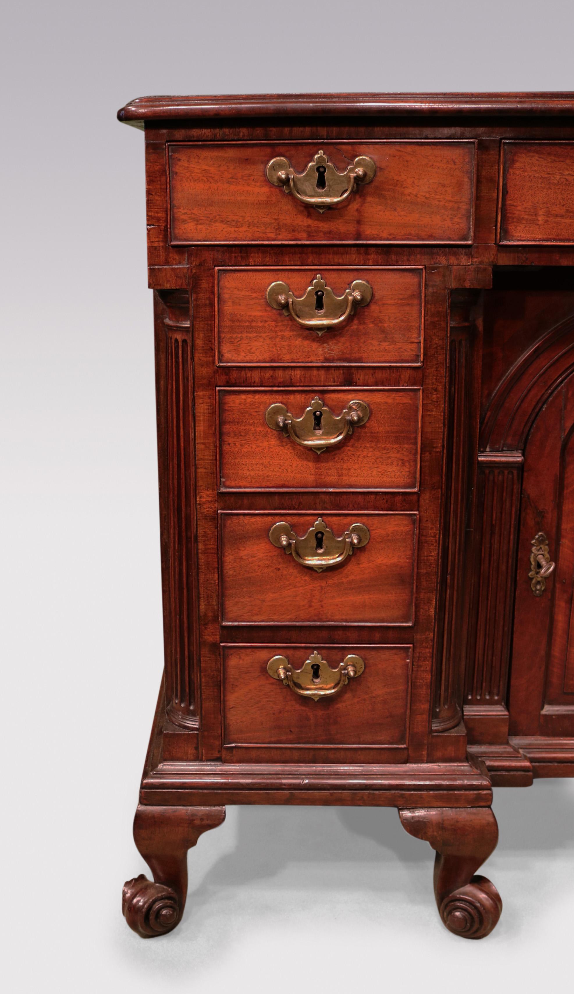 18th Century Antique George II period mahogany kneehole desk For Sale