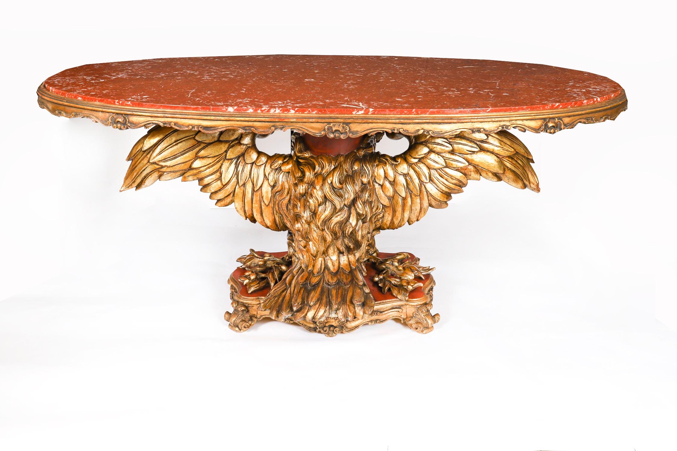 Antiker George II Revival Rouge Marmor gekrönt Eagle Centre Table 20. im Angebot 11