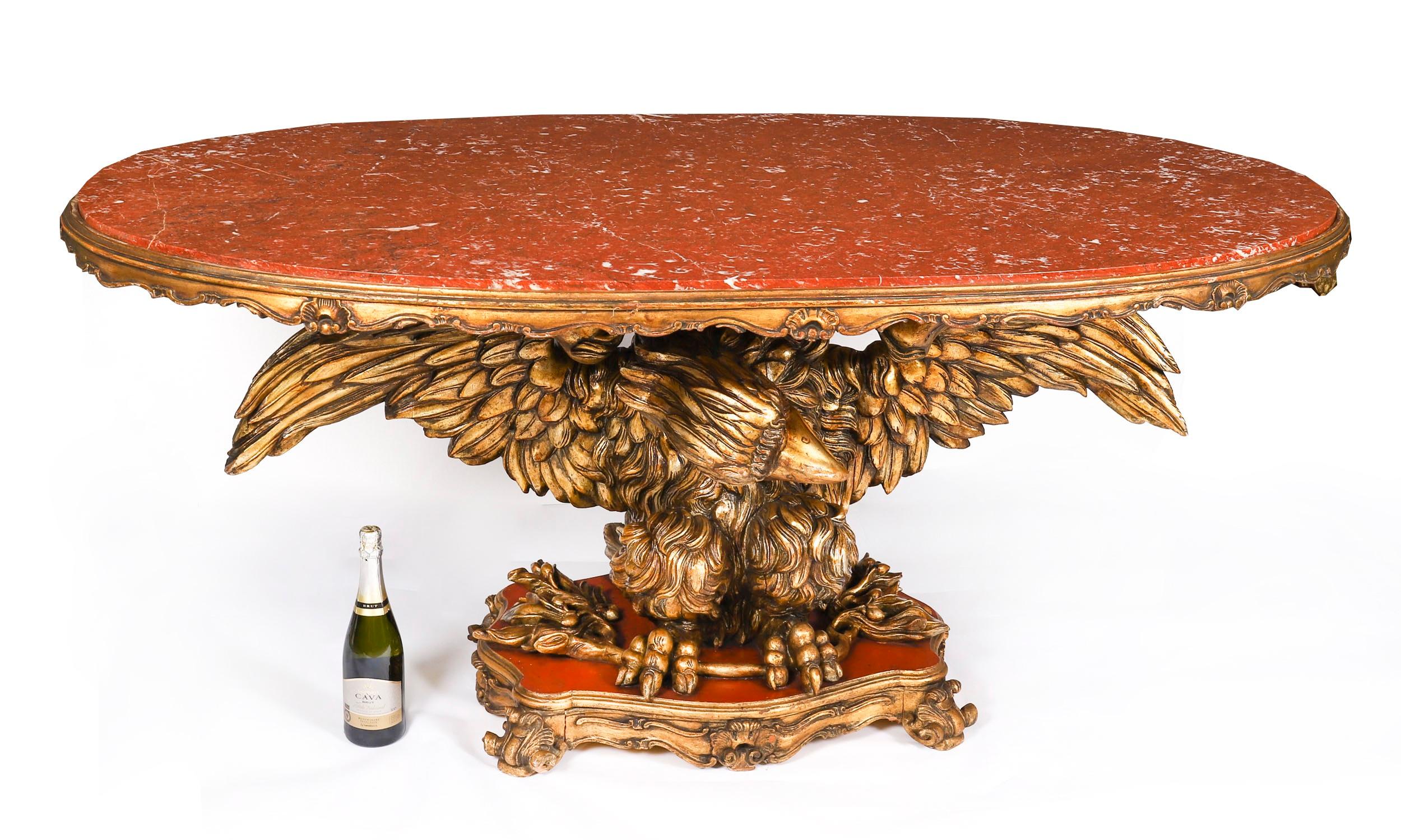 Antiker George II Revival Rouge Marmor gekrönt Eagle Centre Table 20. im Angebot 14