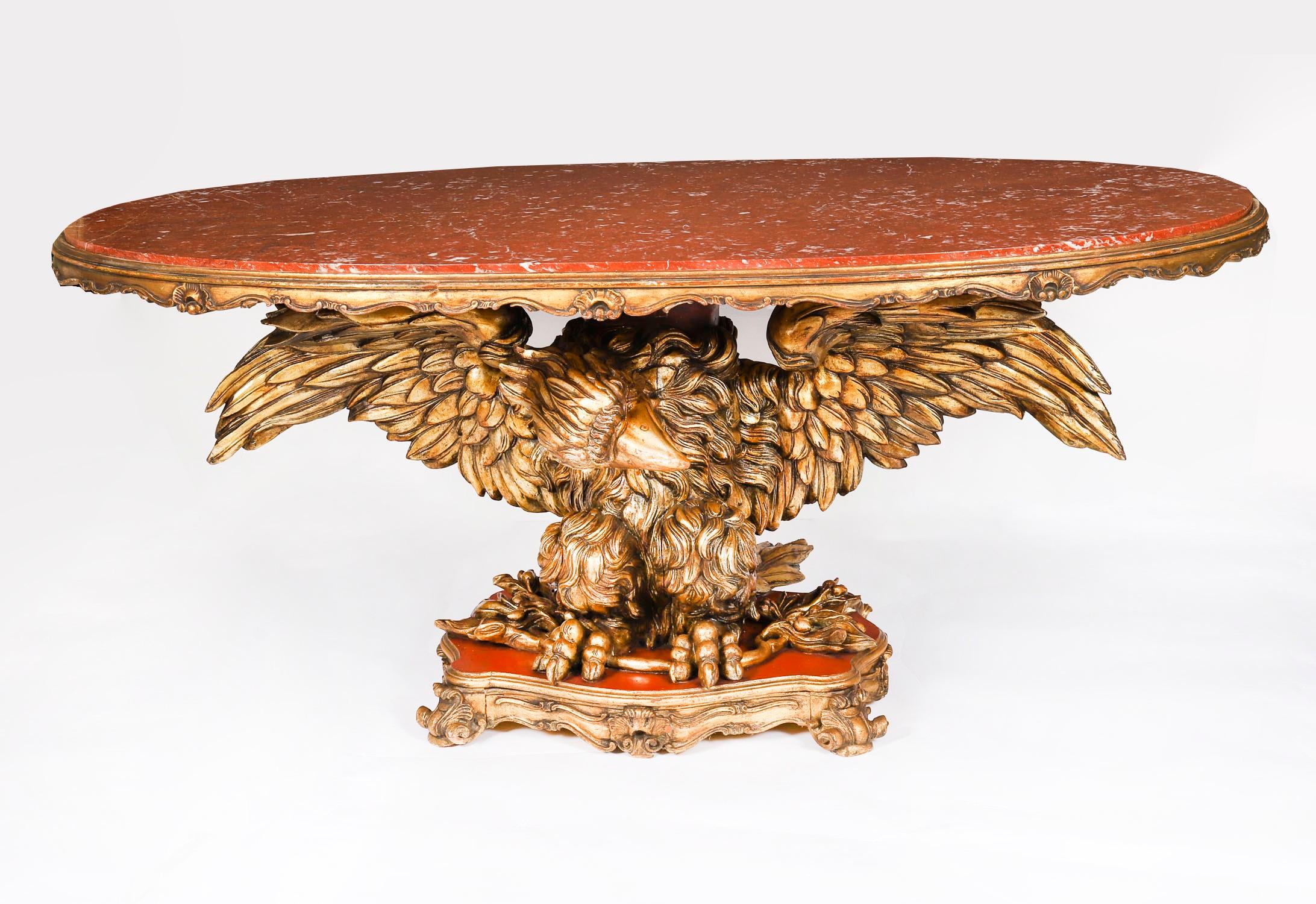 Antiker George II Revival Rouge Marmor gekrönt Eagle Centre Table 20. (George II.) im Angebot