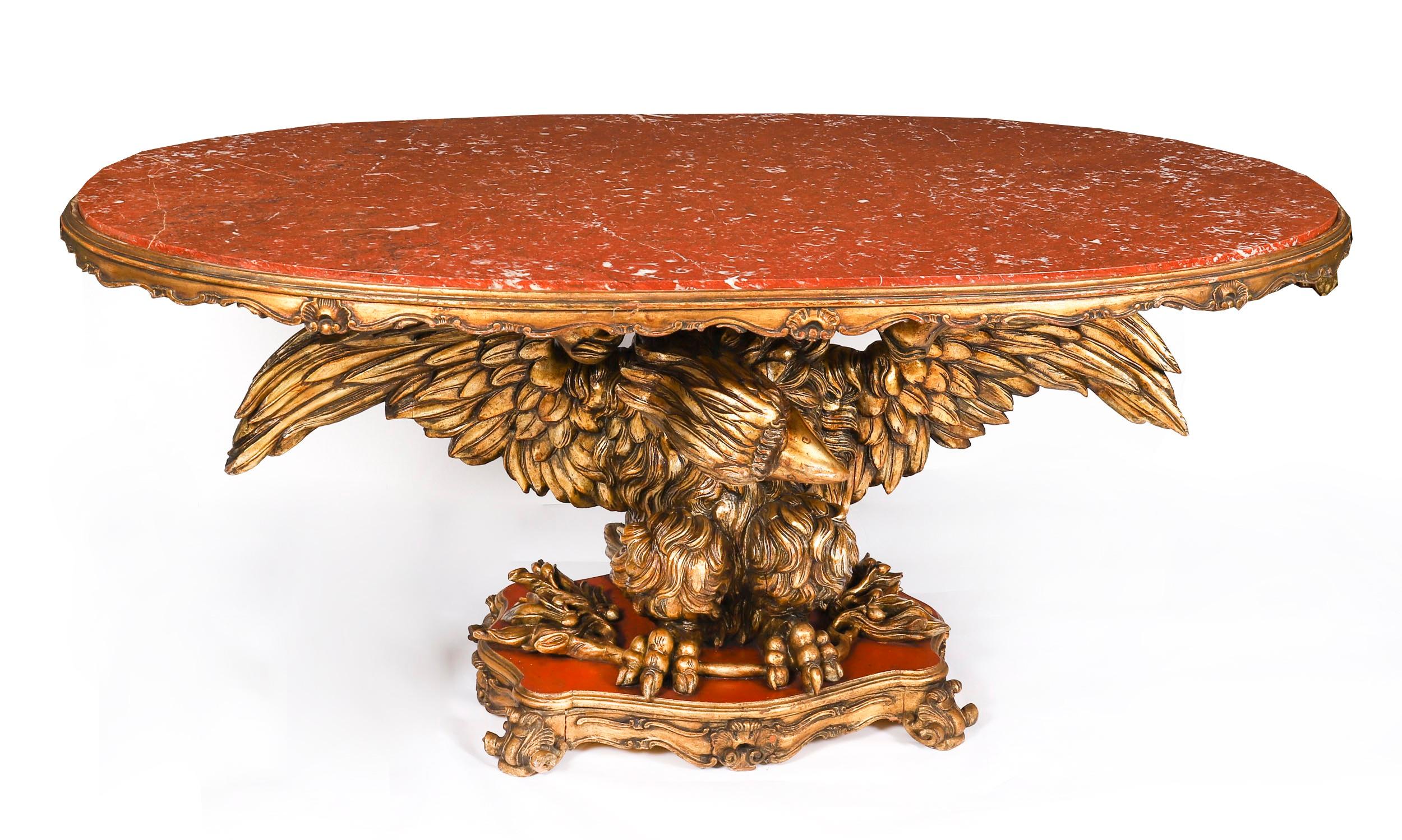 Antiker George II Revival Rouge Marmor gekrönt Eagle Centre Table 20. im Zustand „Gut“ im Angebot in London, GB